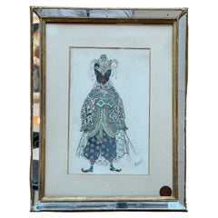 Antique Superb and rare Study of  Aladdin Ballet Costume by Léon Bakst, France, 1919