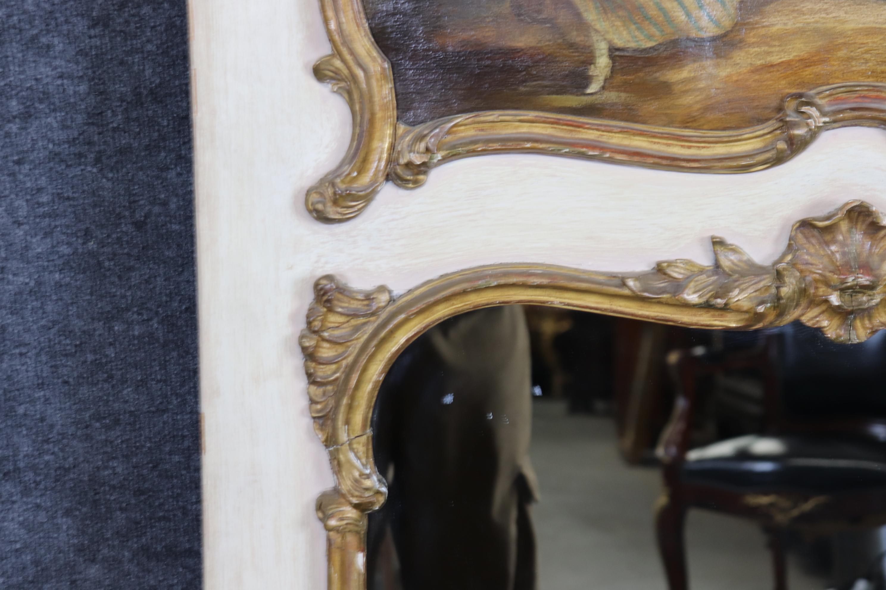 Superbe et unique huile sur toile « Lover Discovered » Trumeau Mirror en vente 3