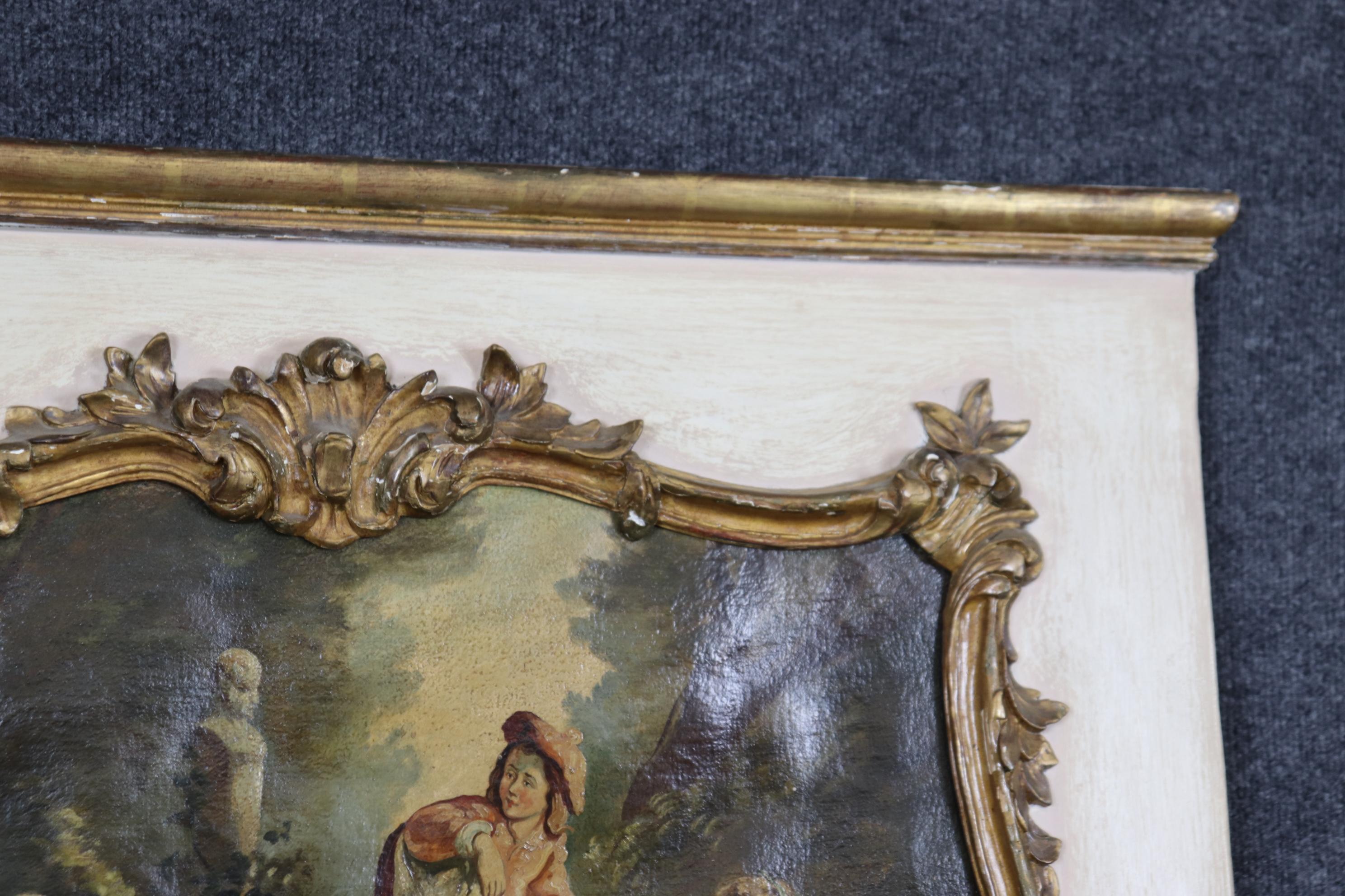 Louis XV Superbe et unique huile sur toile « Lover Discovered » Trumeau Mirror en vente