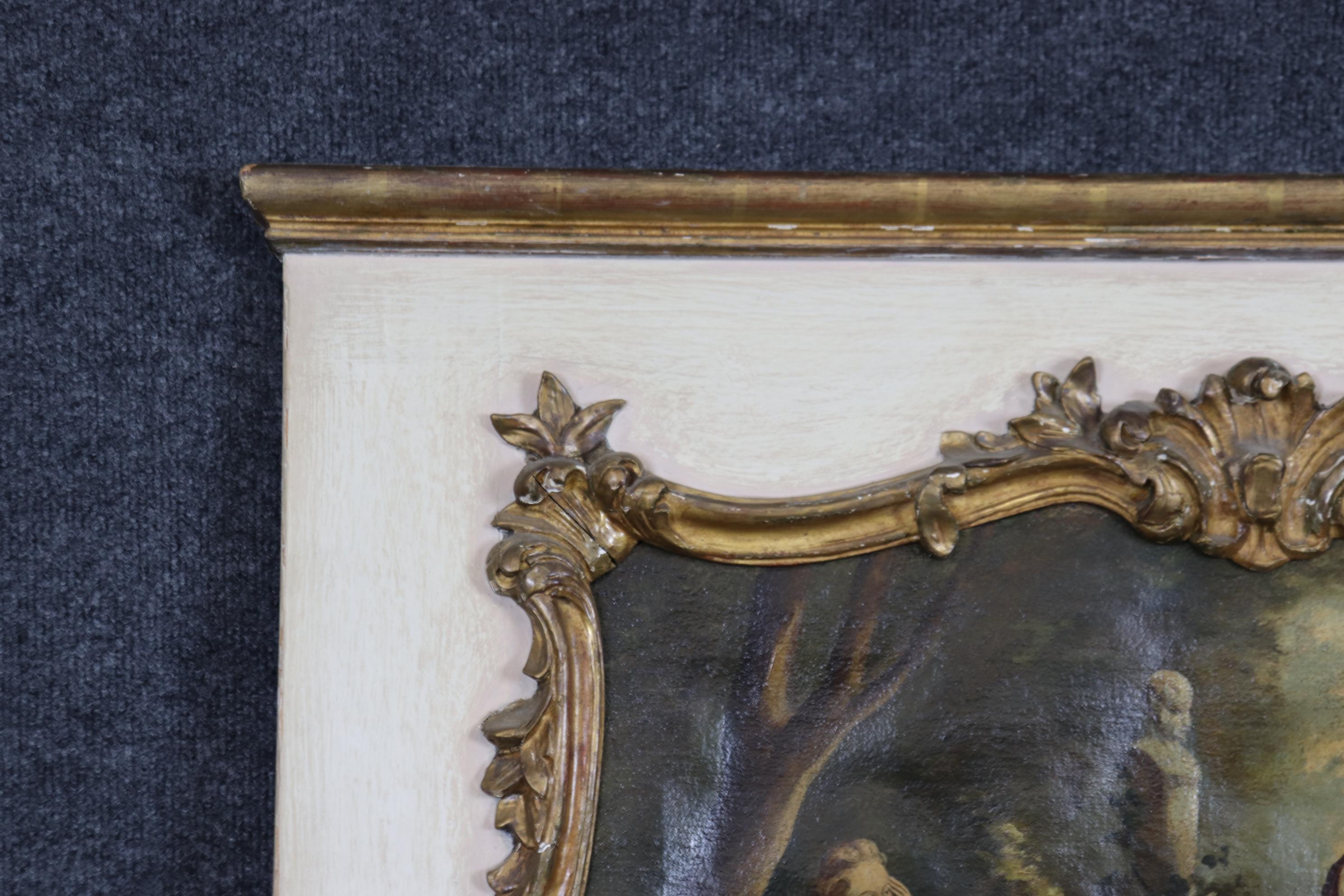 Français Superbe et unique huile sur toile « Lover Discovered » Trumeau Mirror en vente
