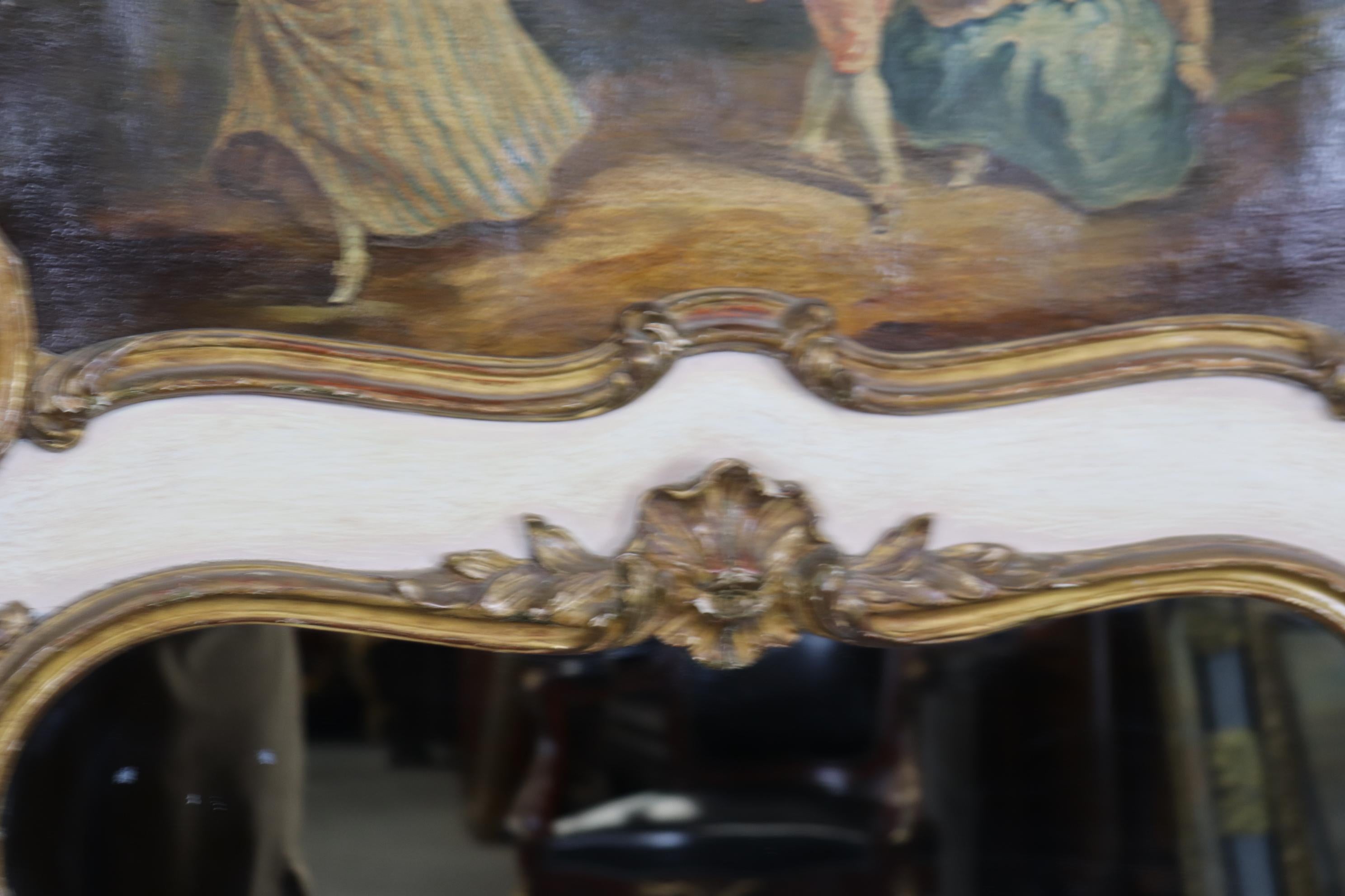 Superbe et unique huile sur toile « Lover Discovered » Trumeau Mirror en vente 2