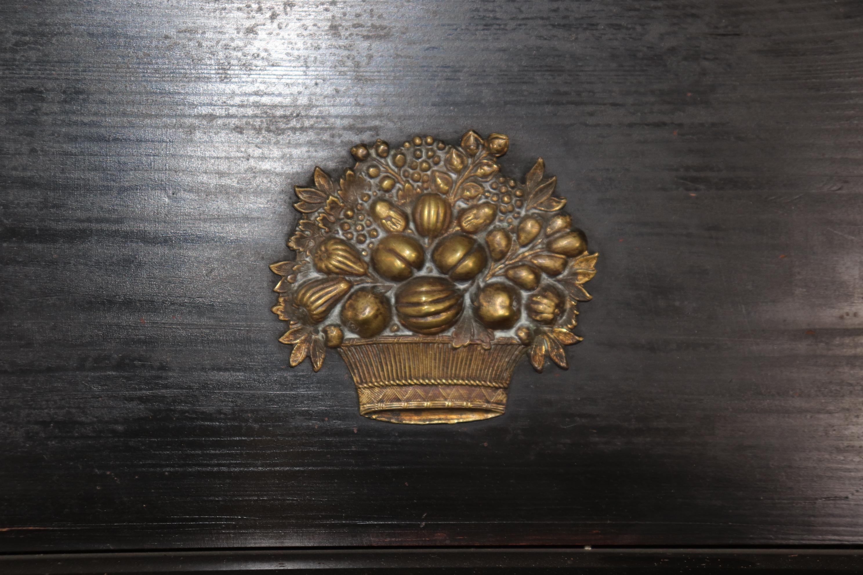 German Superb Antique 1850s era Biedermeier Ebonized Ash and Bronze Mirror For Sale