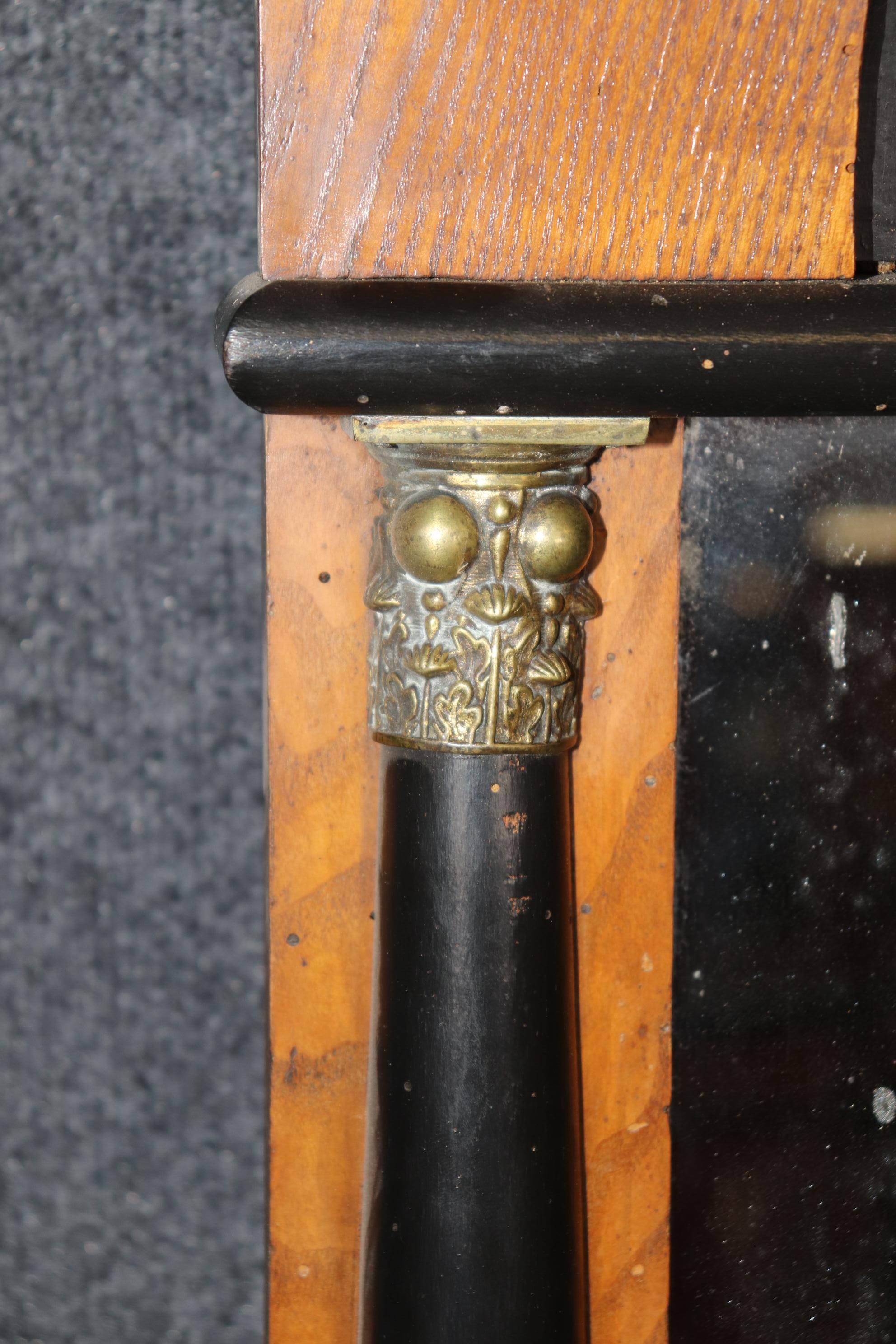 Mid-19th Century Superb Antique 1850s era Biedermeier Ebonized Ash and Bronze Mirror For Sale