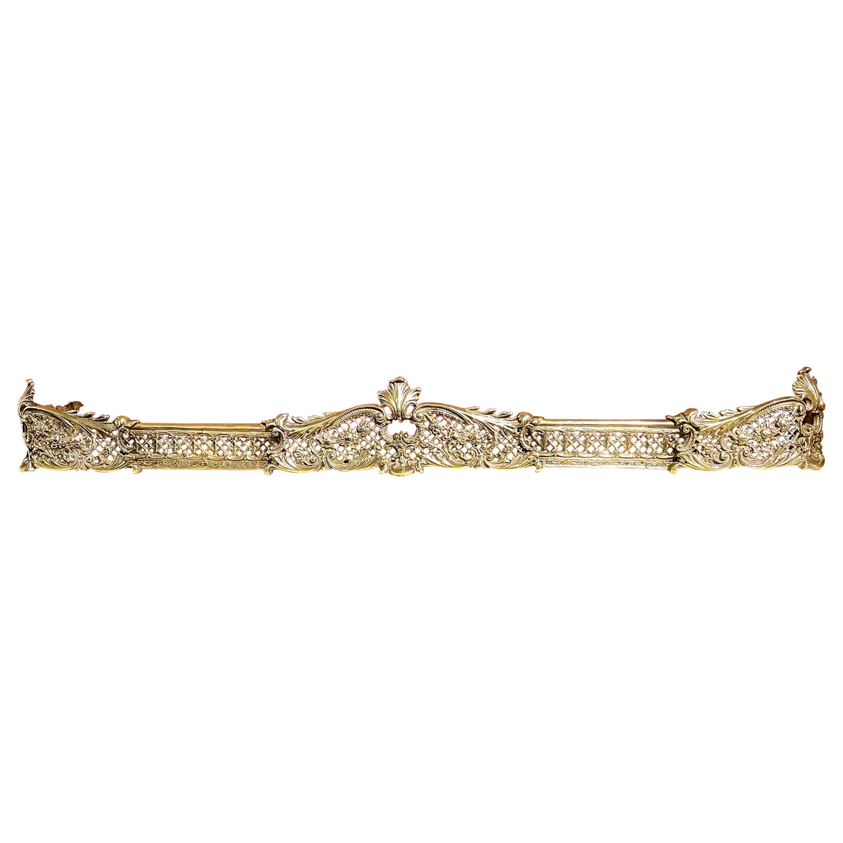 Superb Antique 19th C. French Cast Brass Rococo Style Fireplace Fender