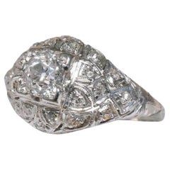 Superb Antique Art Deco Platinum And Diamond Ring 0.92ct