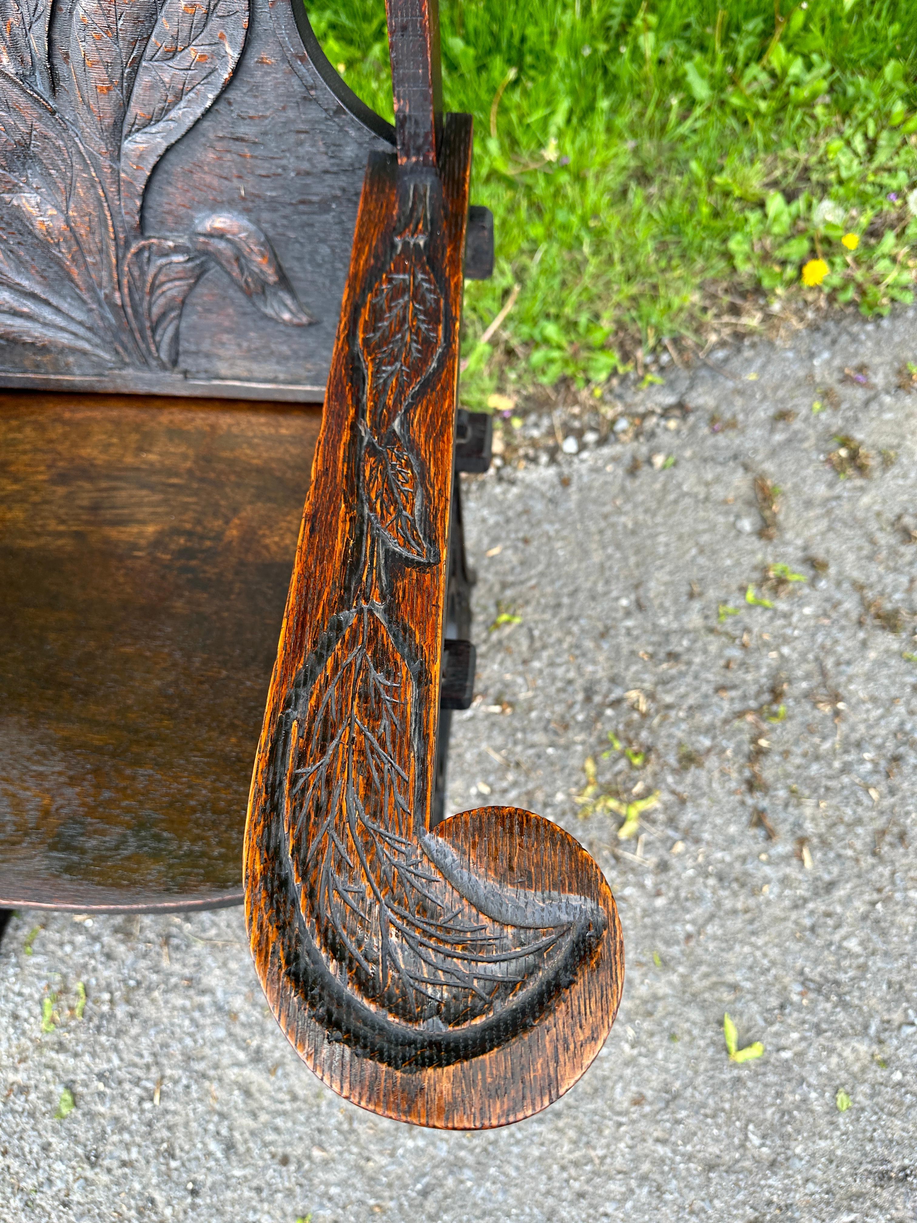 Antiker Arts and Crafts „Funky“ aufwändig geschnitzter Stuhl (Stickley-Ära) - 50% OFF im Angebot 7