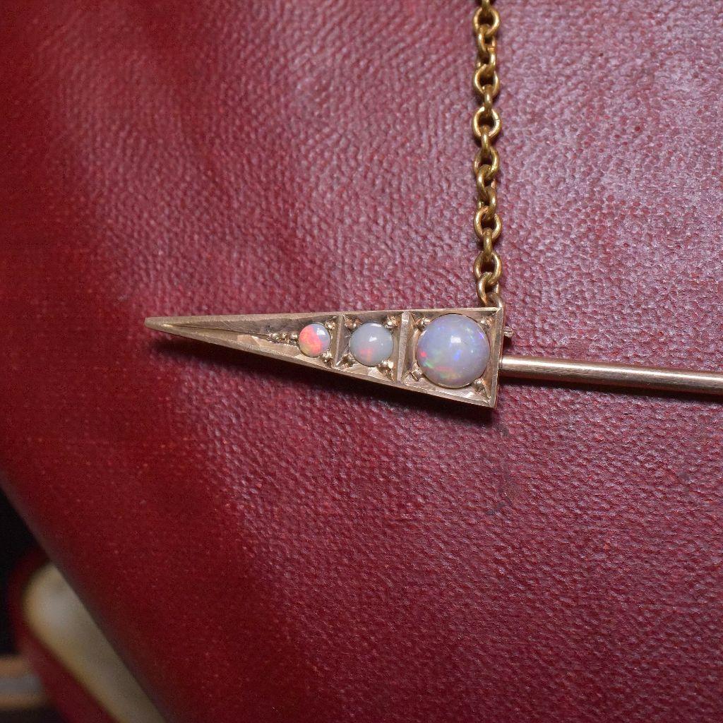 Superbo esemplare antico australiano in oro giallo e rosa 9ct con opale bianco massiccio 