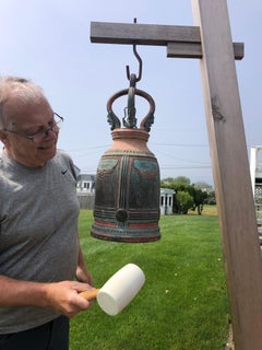 Superb Antique Bronze Bell in Original Paint and Resonating Sound
