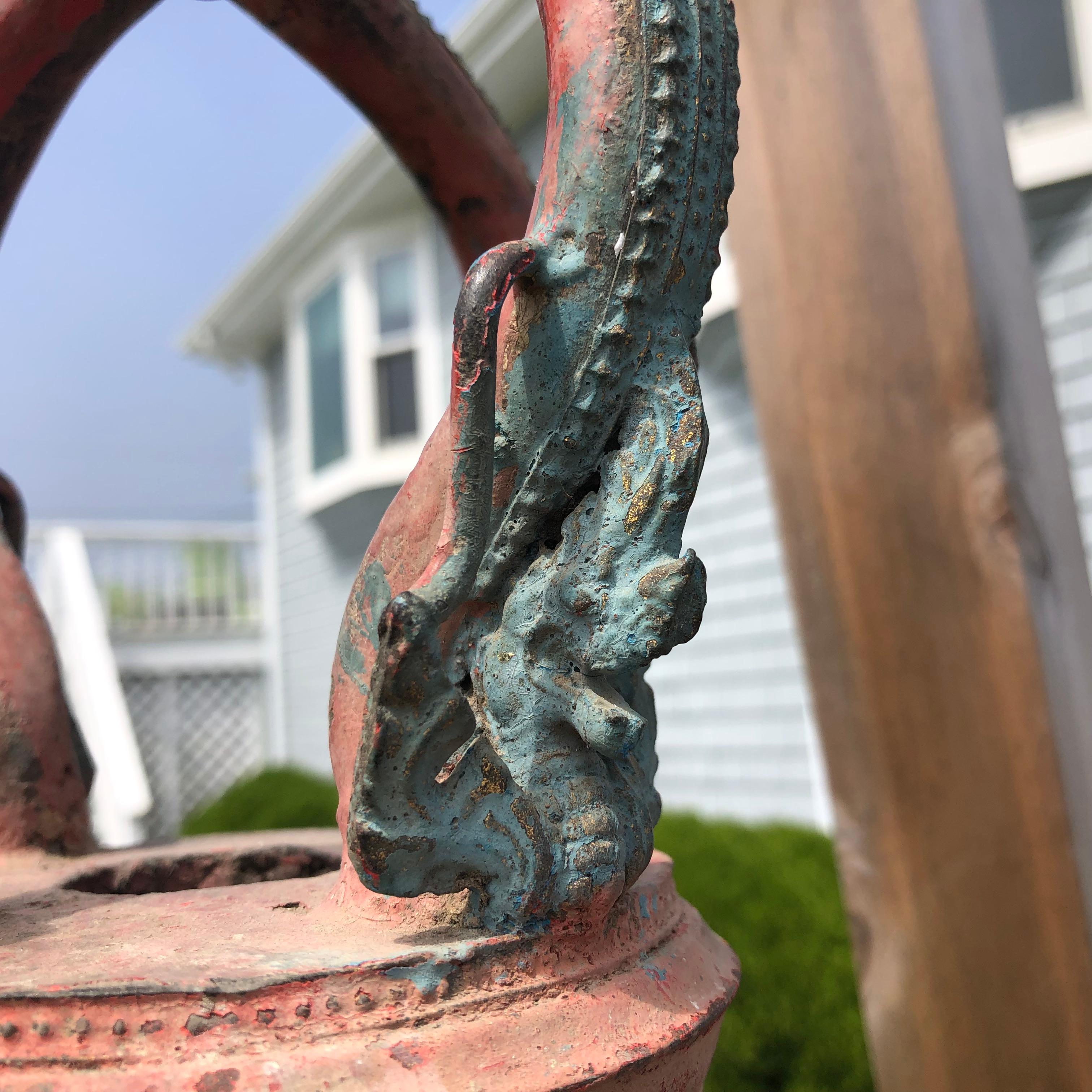 Superb Antique Bronze Bell in Original Paint and Resonating Sound In Good Condition In South Burlington, VT
