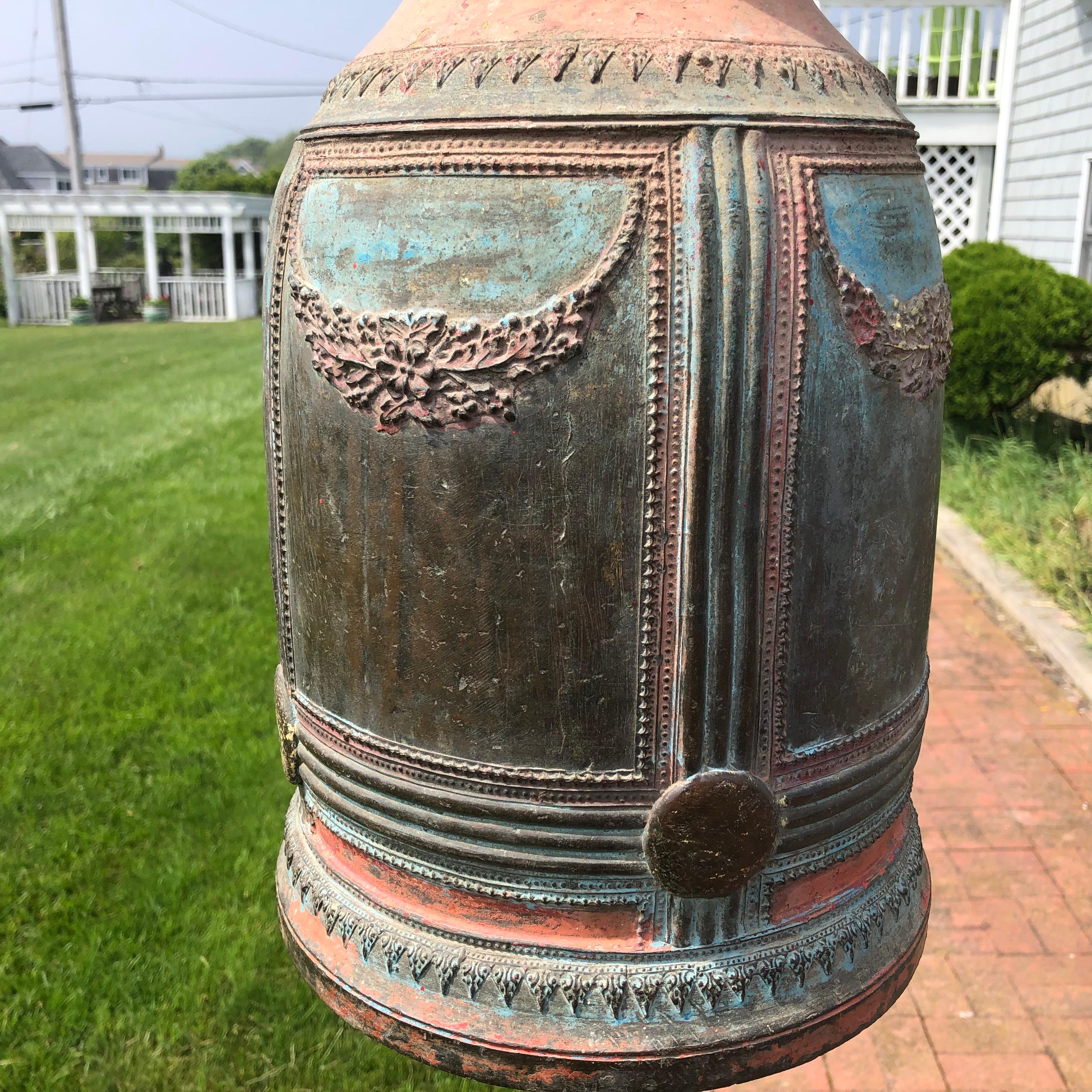 Superb Antique Bronze Bell in Original Paint and Resonating Sound 2