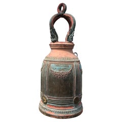 Superb Antique Bronze Bell in Original Paint and Resonating Sound