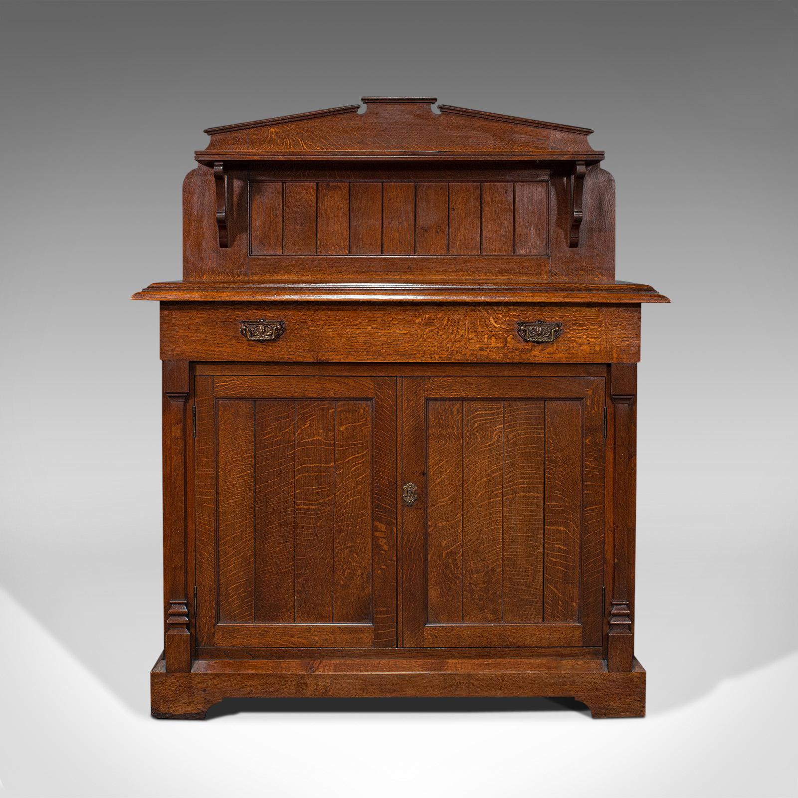 This is a superb antique chiffonier. A Scottish, oak sideboard cabinet, dating to the mid Victorian period, circa 1860.

Revel in the exquisite figuring to this attractive Scottish cabinet
Displaying a desirable aged patina and in very good