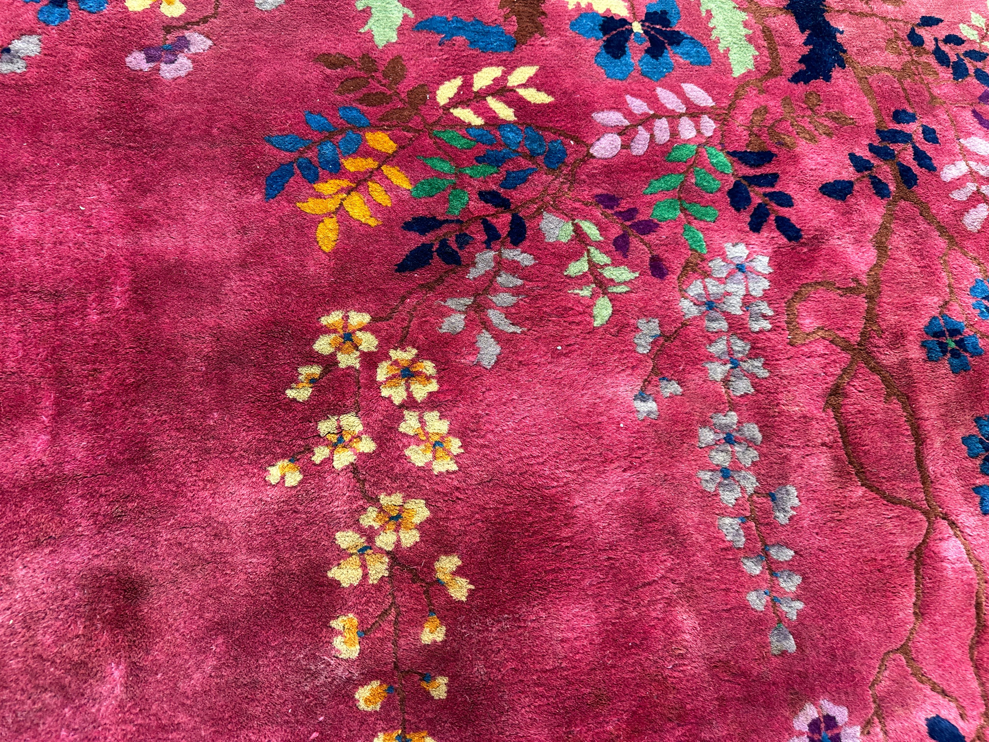 Wool SUPERB Antique Chinese Art Deco Rug circa 1930s - RR4671
