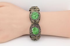 Superb Antique Chinese Silver Jade Bracelet Gorgeous Details