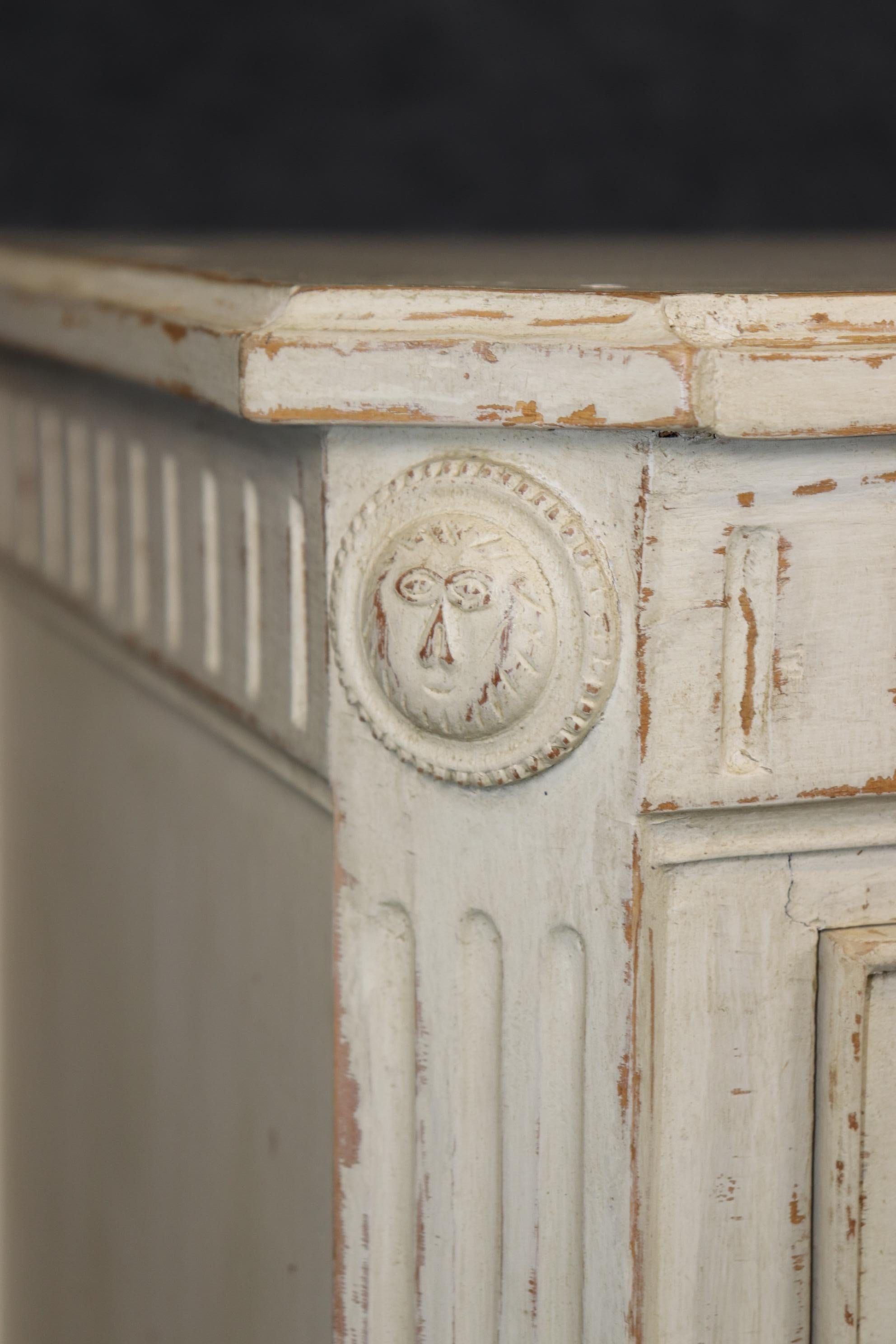 Early 20th Century Superb Antique Distressed Creme Painted Swedish Gustavian Commode Circa 1920s