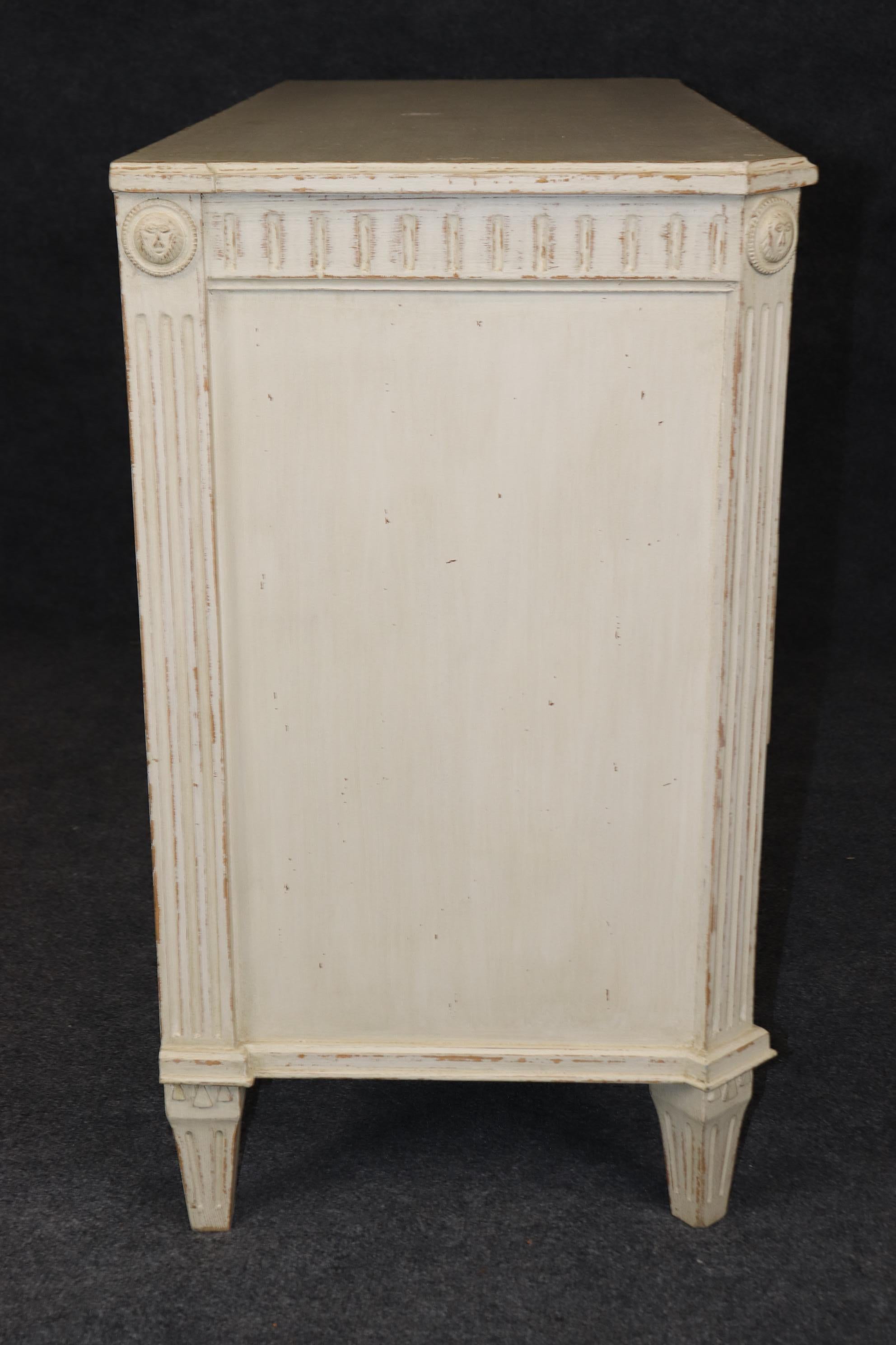 Walnut Superb Antique Distressed Creme Painted Swedish Gustavian Commode Circa 1920s