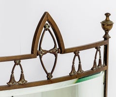 Superb Antique Edwardian English Brass Finial Firescreen Bow Front Mirror Motif