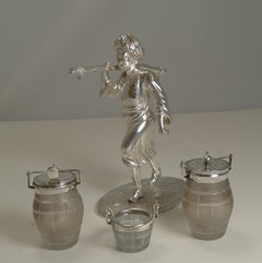 Superb Antique English Figural Table Cruet, Asian Man, Registered, 1871