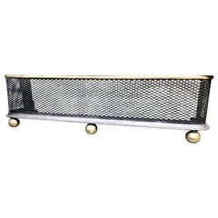 Superb Antique English Geo. III Brass and Steel Fireplace Fender on ball feet