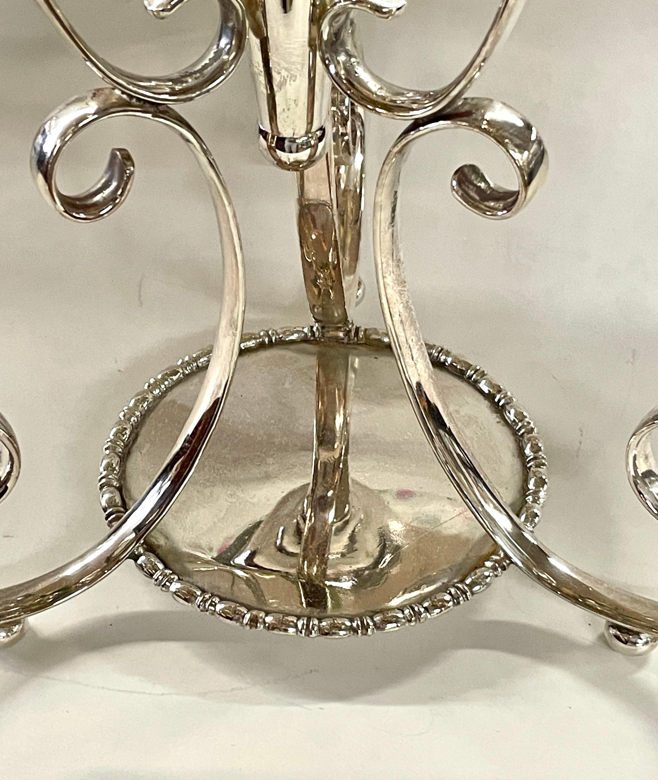 Superb Antique English Sheffield Silver Plate 4-Tube Floral Epergne Centerpiece For Sale 1