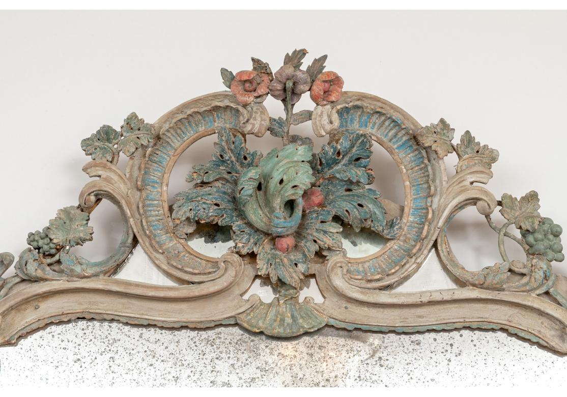 Belle Époque Superb Antique European Paint Decorated Mirror For Sale