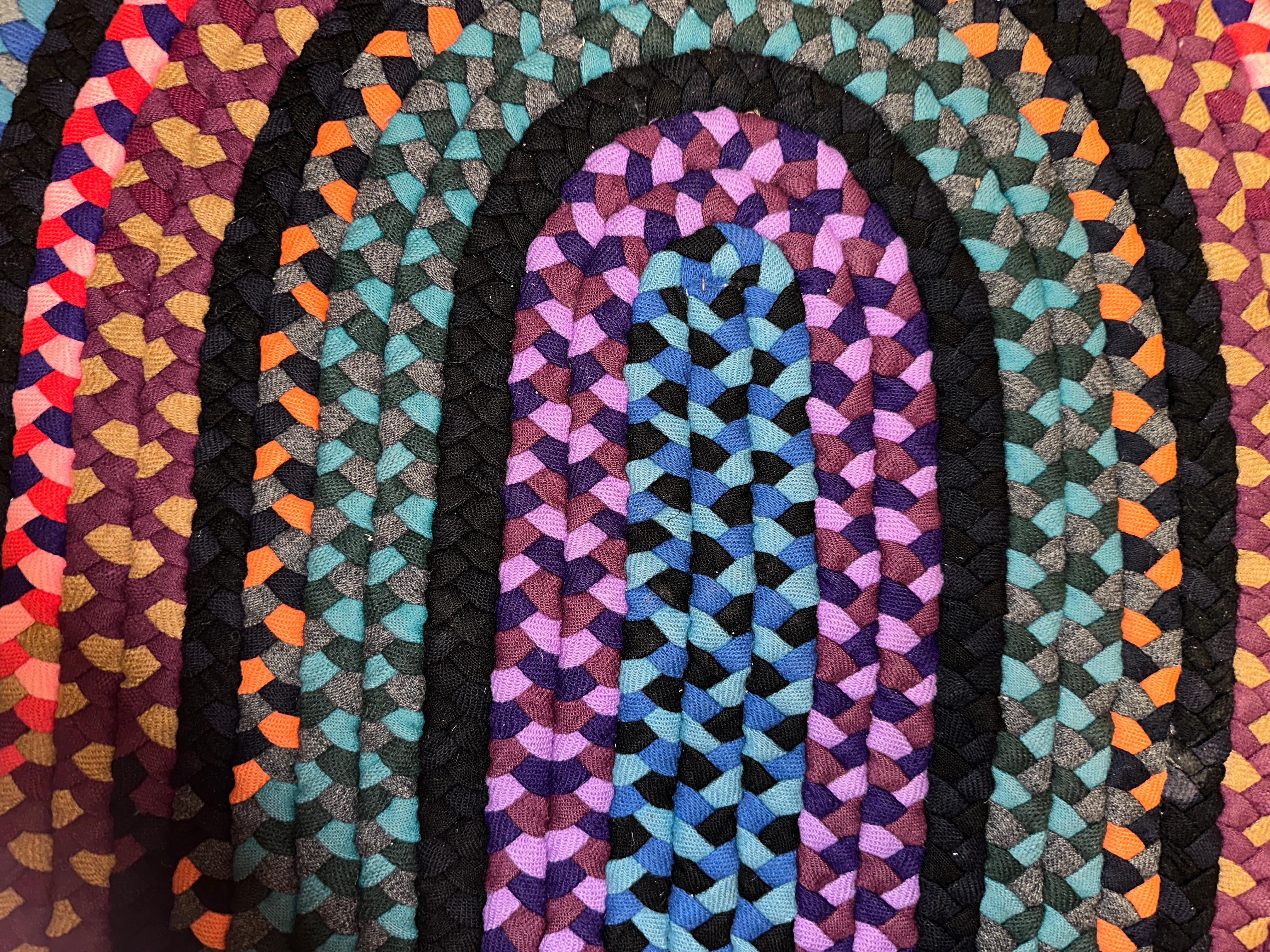 SUPERBE Tapis tressé d'art populaire américain de Berks County, PA, USA - RR5143 en vente 8