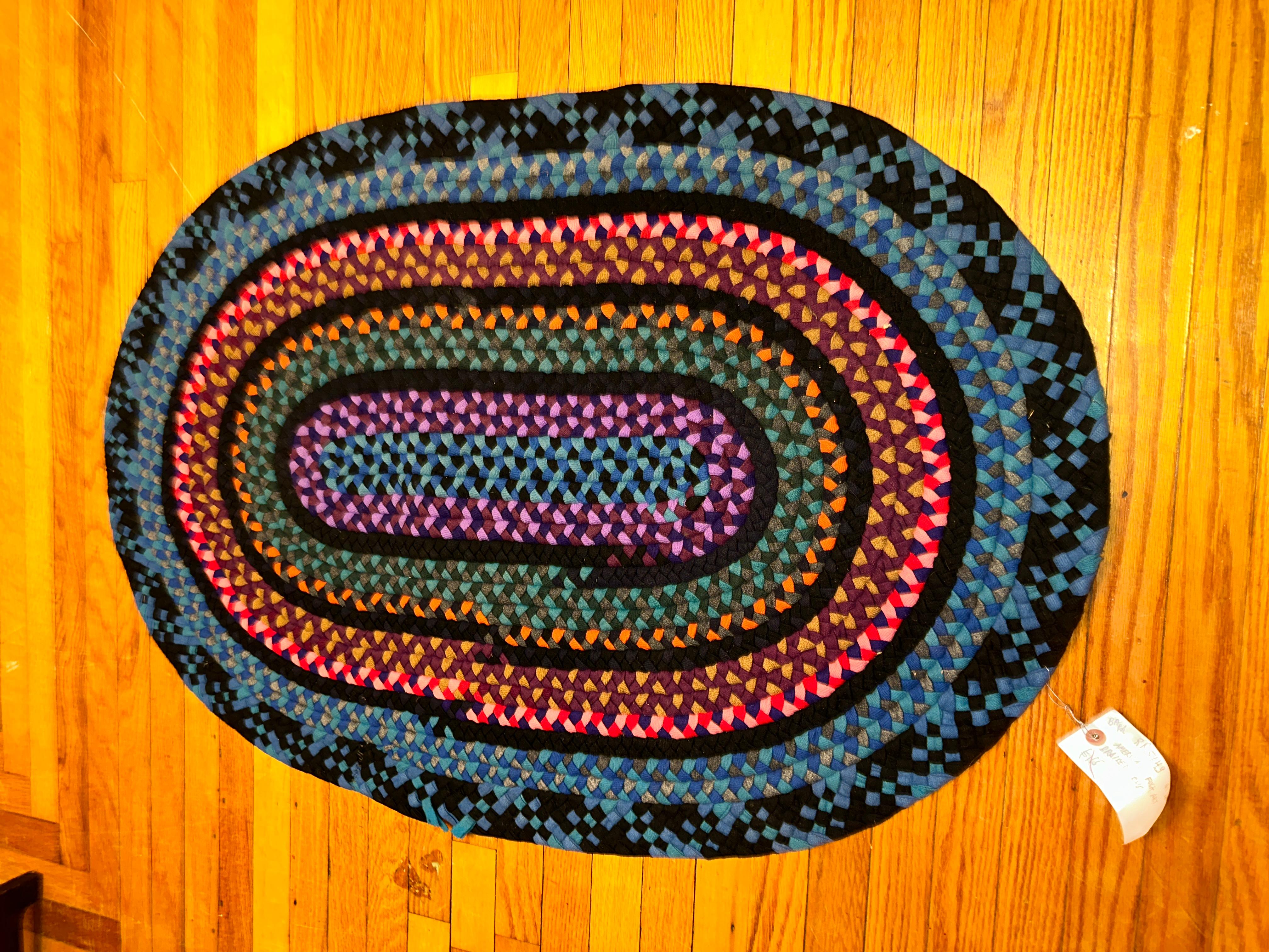 Américain SUPERBE Tapis tressé d'art populaire américain de Berks County, PA, USA - RR5143 en vente