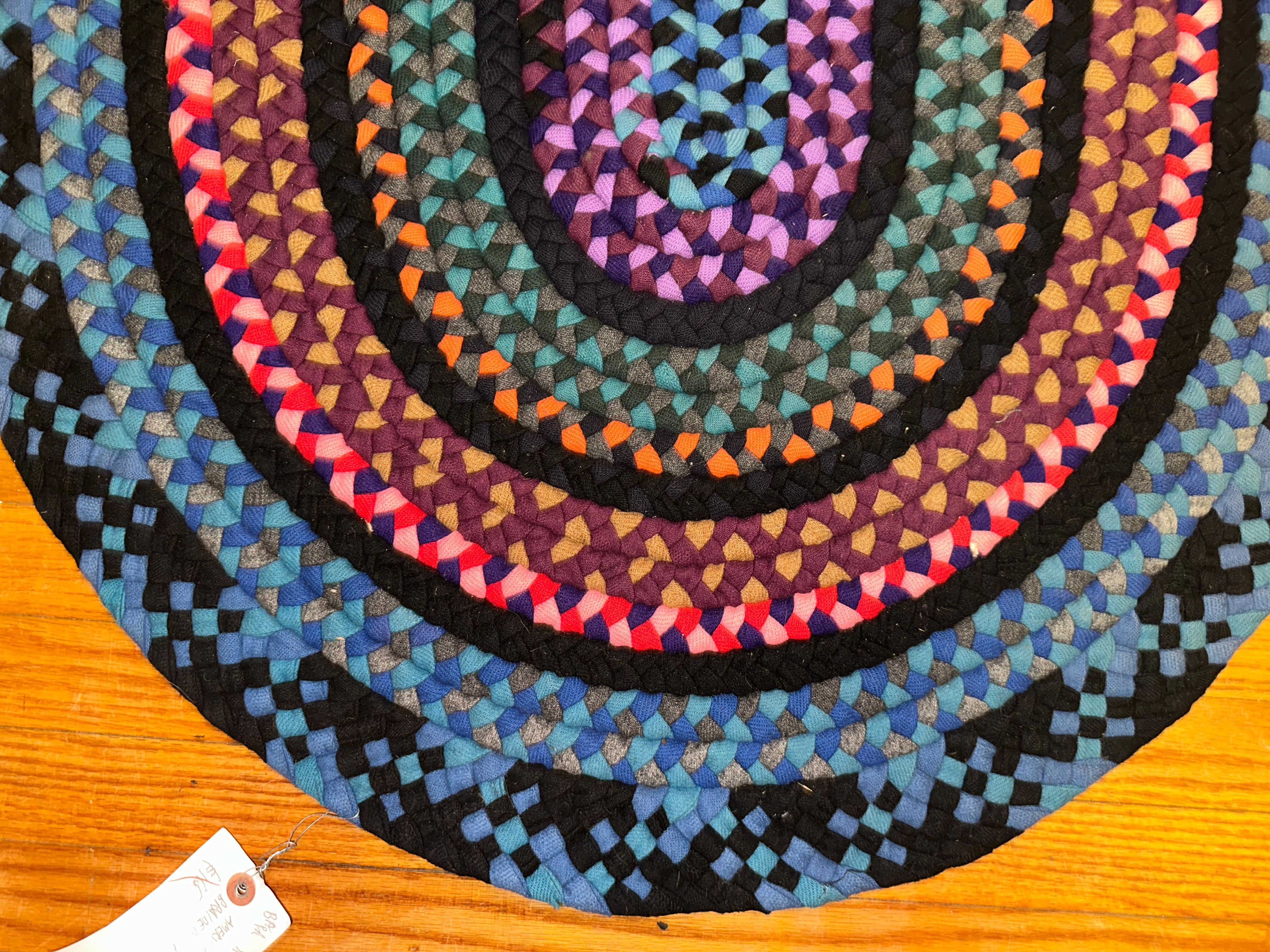 Laine SUPERBE Tapis tressé d'art populaire américain de Berks County, PA, USA - RR5143 en vente
