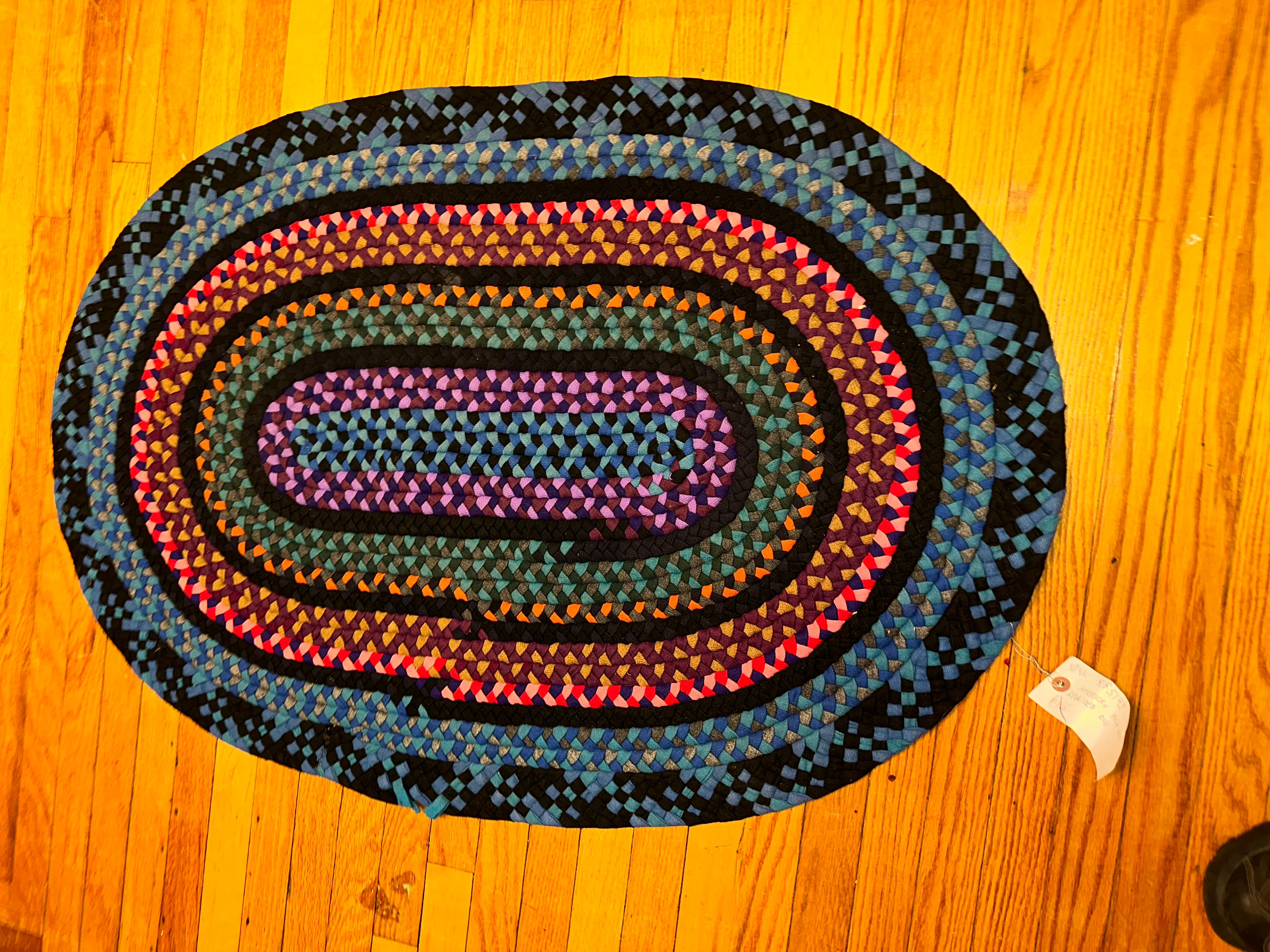 SUPERBE Tapis tressé d'art populaire américain de Berks County, PA, USA - RR5143 en vente 1
