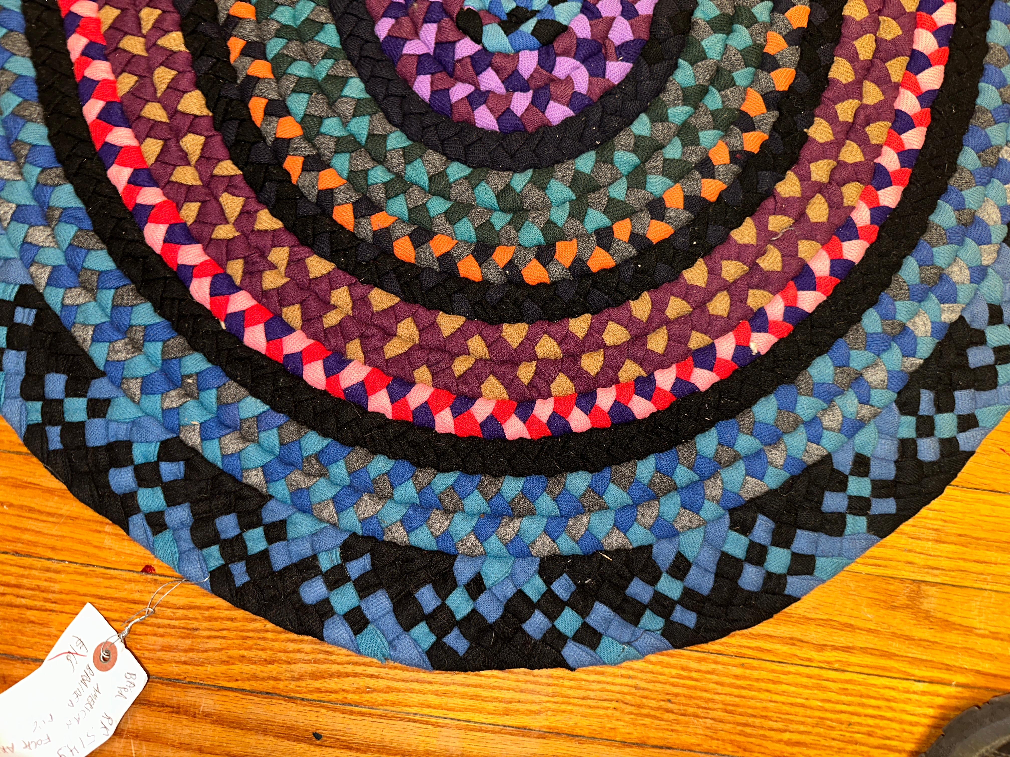 SUPERBE Tapis tressé d'art populaire américain de Berks County, PA, USA - RR5143 en vente 2