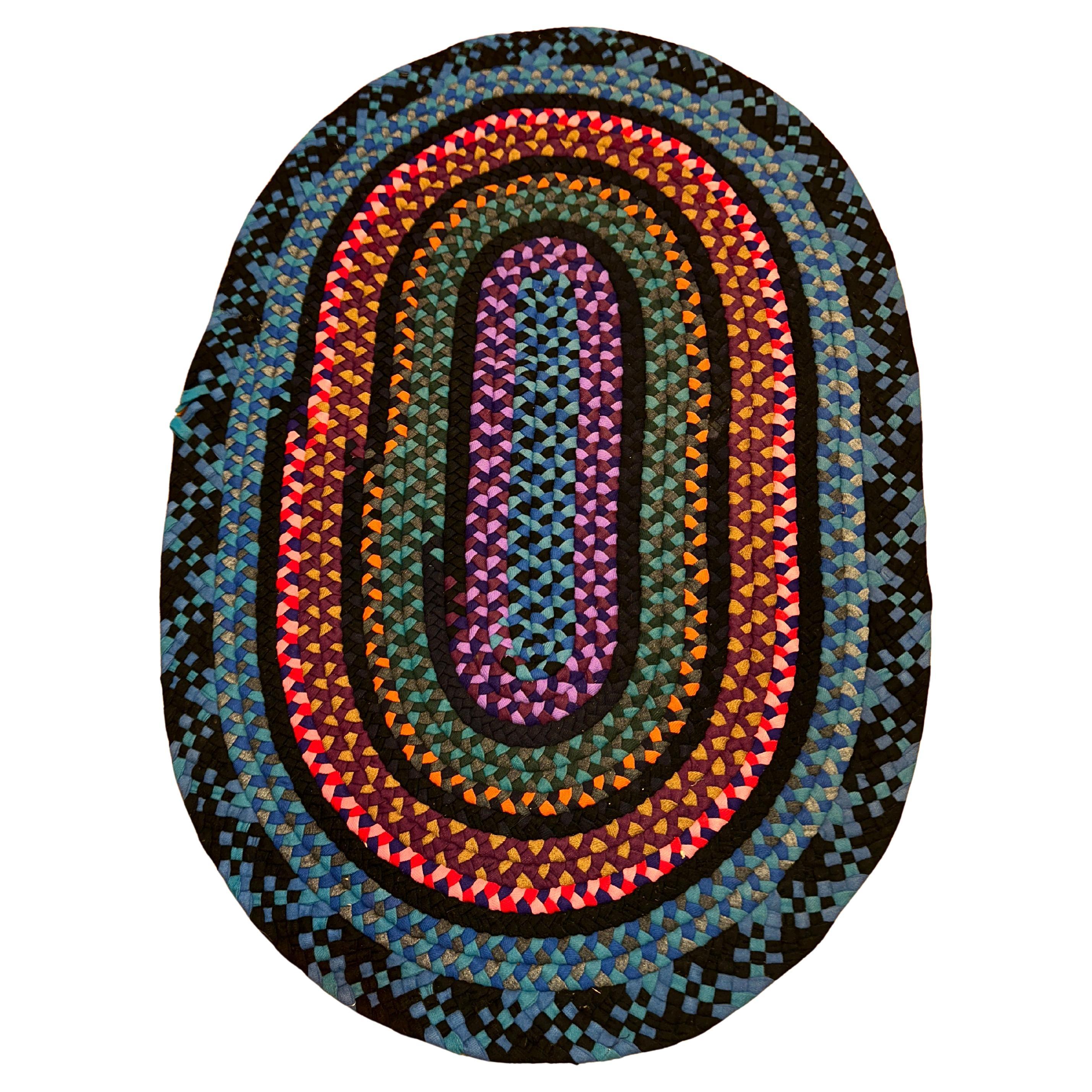 SUPERBO Tappeto a trecce di arte popolare americana della contea di Berk, PA, USA - RR5143