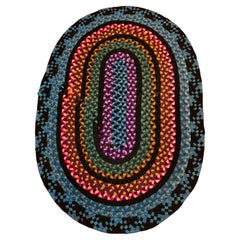 SUPERBO Tappeto a trecce di arte popolare americana della contea di Berk, PA, USA - RR5143