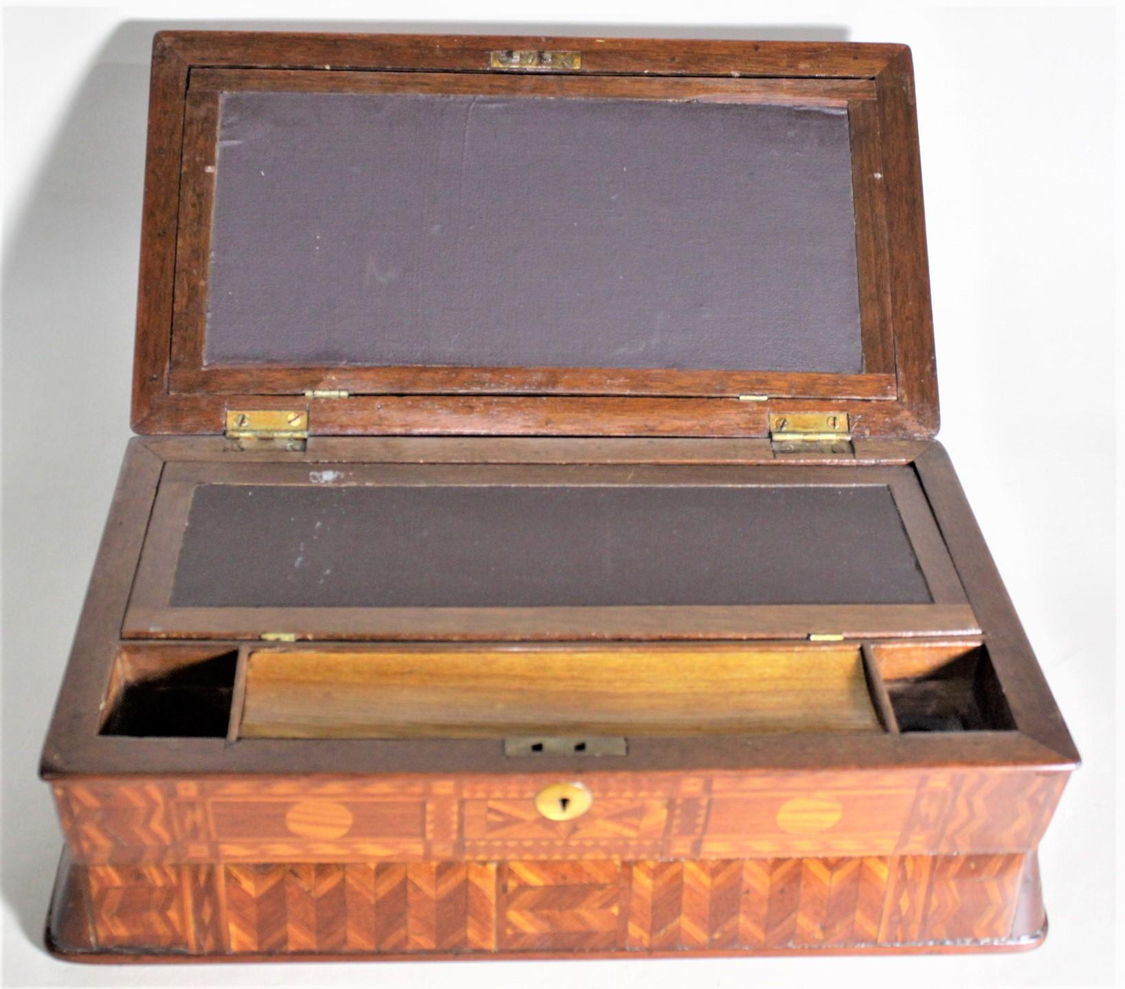 Superb Antique Folk Art Parquetry Casket Styled Writing Box or Lap Desk For Sale 3