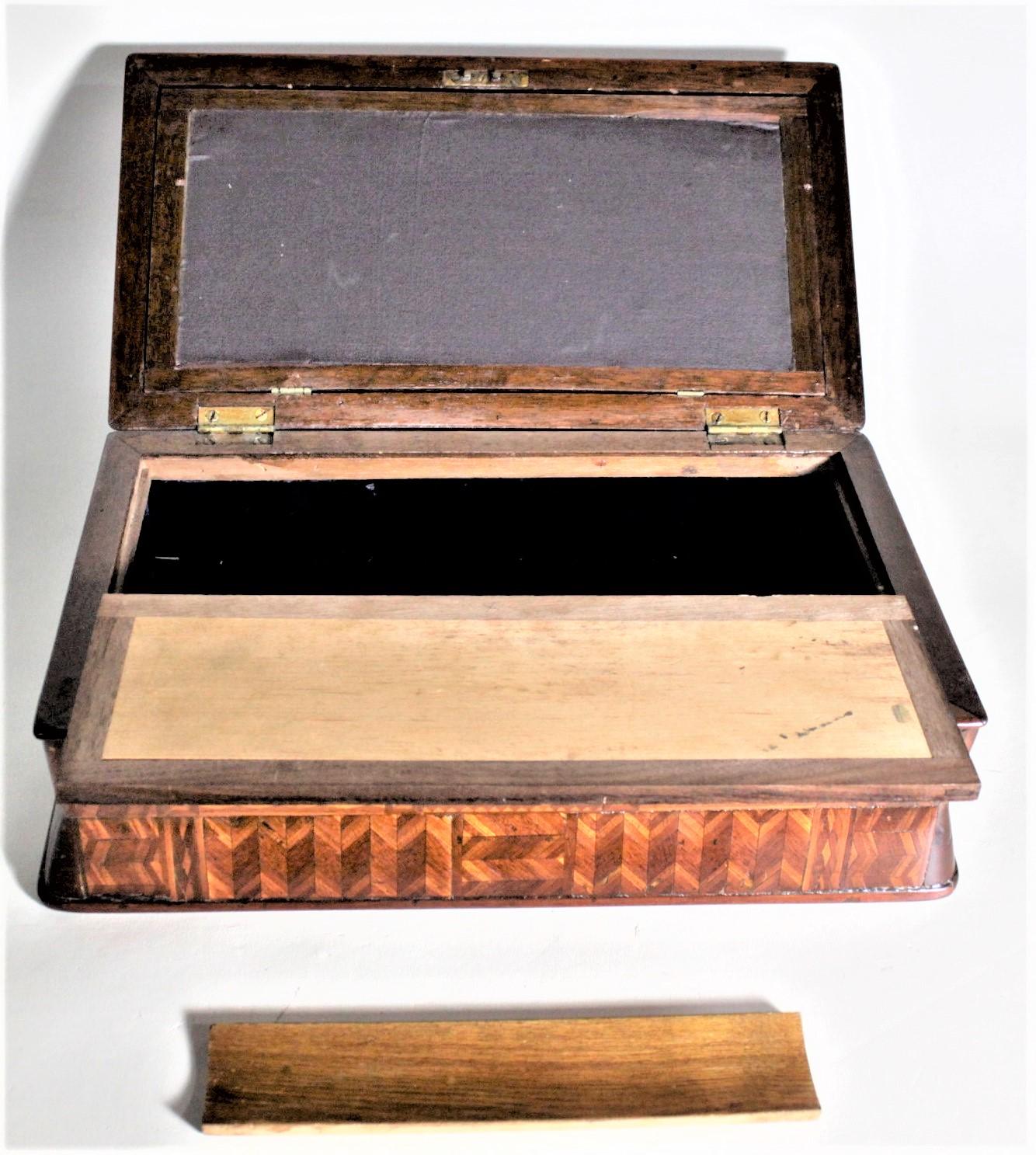 Superb Antique Folk Art Parquetry Casket Styled Writing Box or Lap Desk For Sale 5