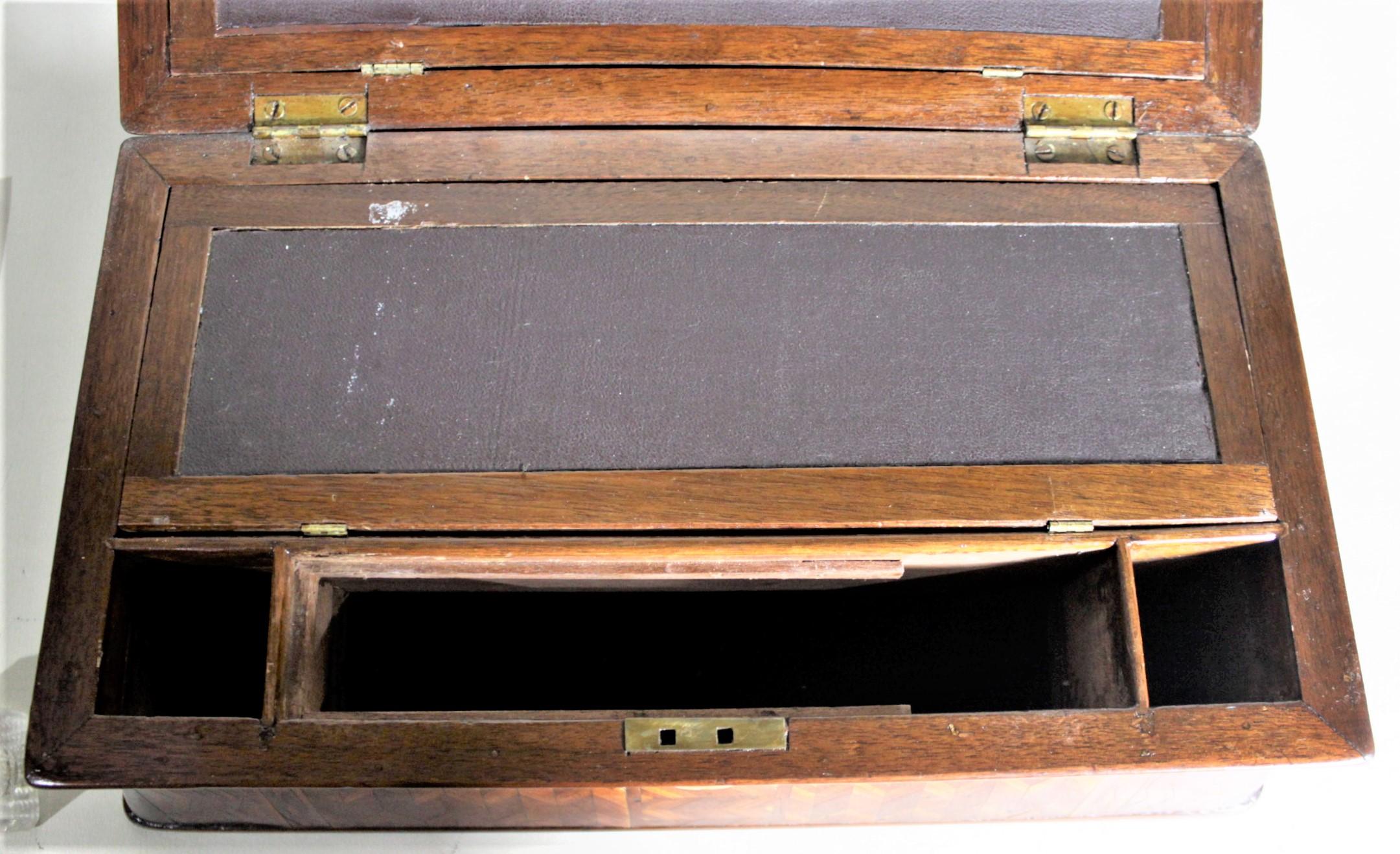 Superb Antique Folk Art Parquetry Casket Styled Writing Box or Lap Desk For Sale 7