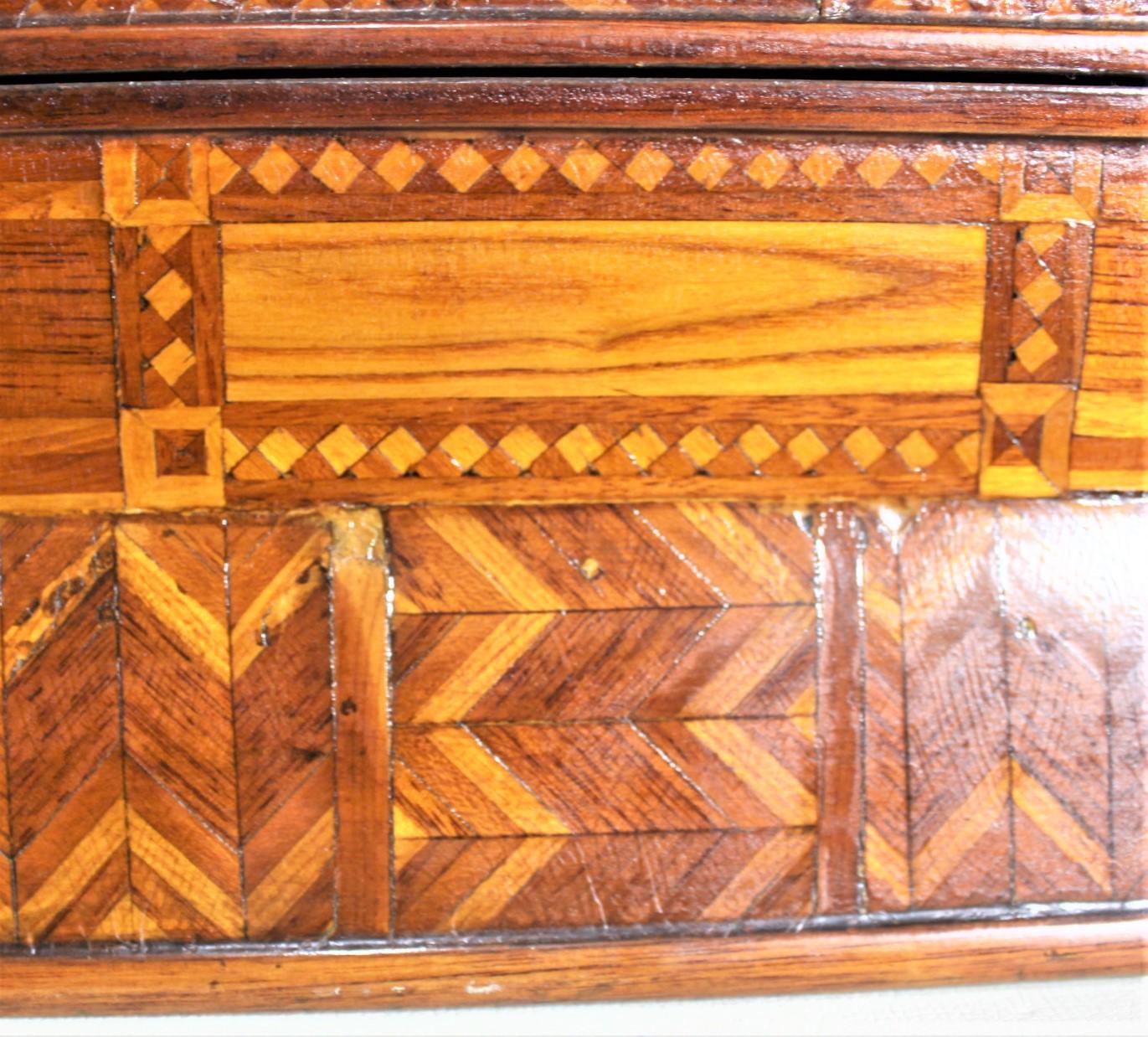 Superb Antique Folk Art Parquetry Casket Styled Writing Box or Lap Desk For Sale 12
