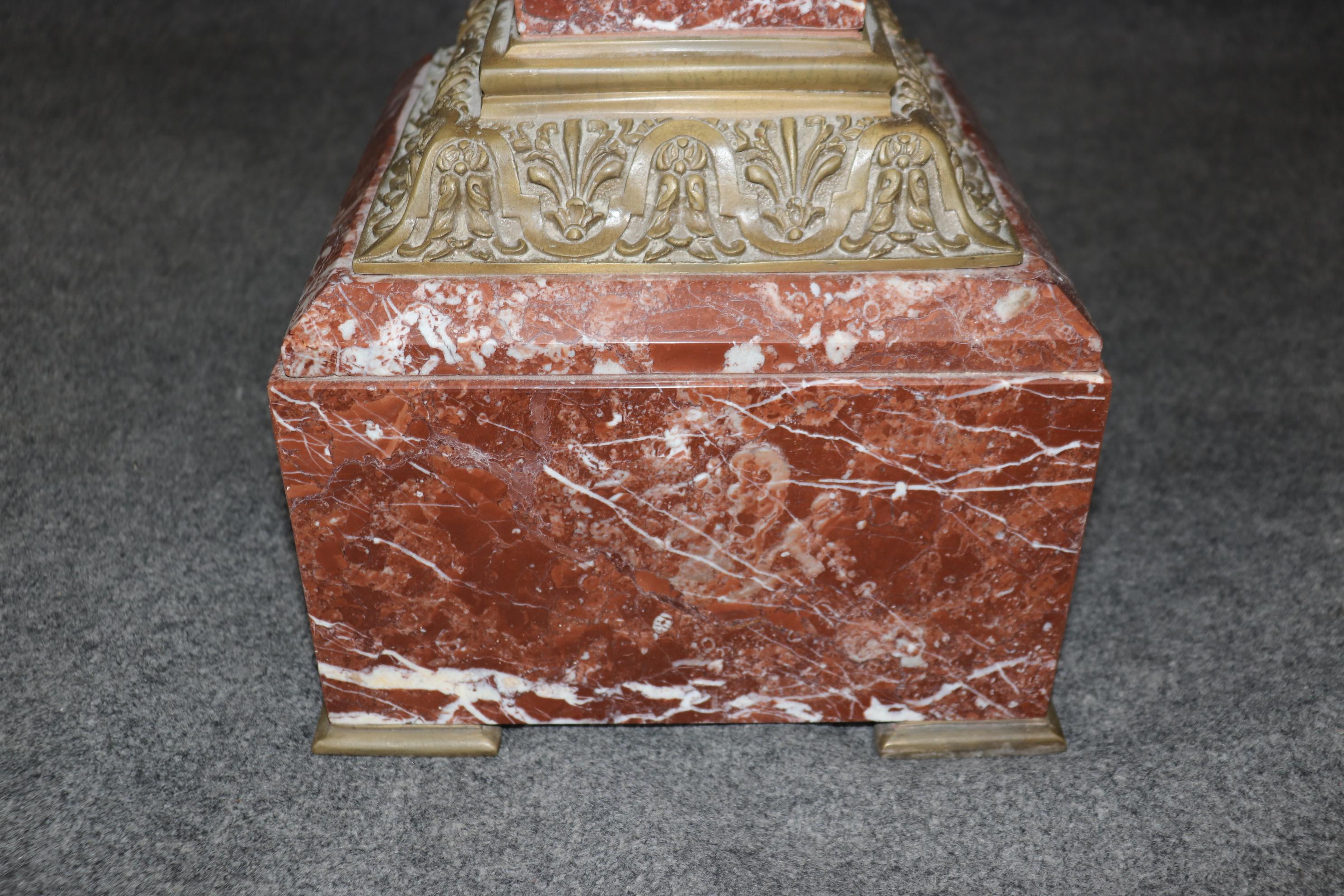 Superb Antique French Louis XV Rouge Marble and Figural Bronze Maiden Pedestal For Sale 8