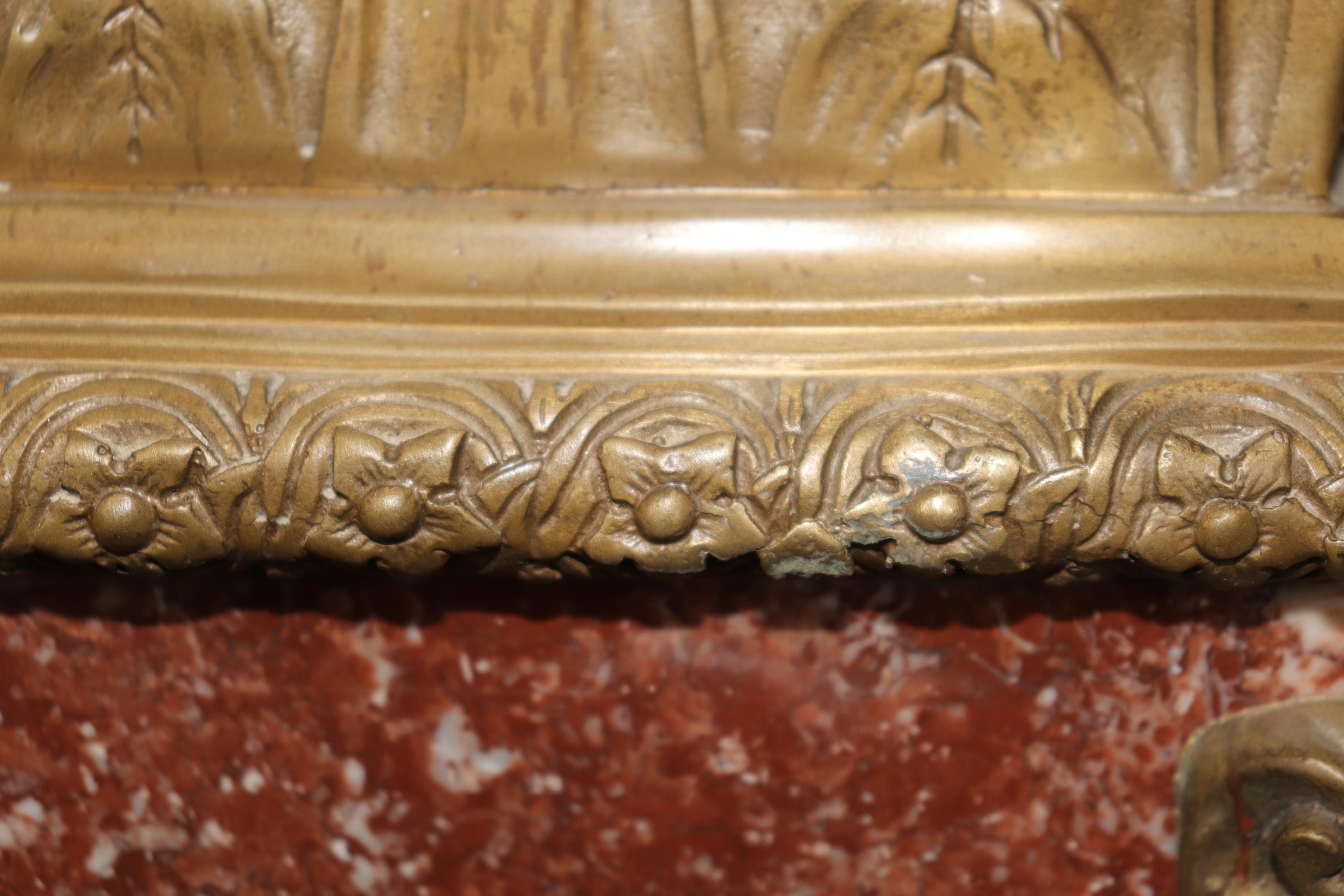 Superb Antique French Louis XV Rouge Marble and Figural Bronze Maiden Pedestal For Sale 9