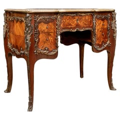 Superb Antique French Marquetry And Bronze Mount Writing Table