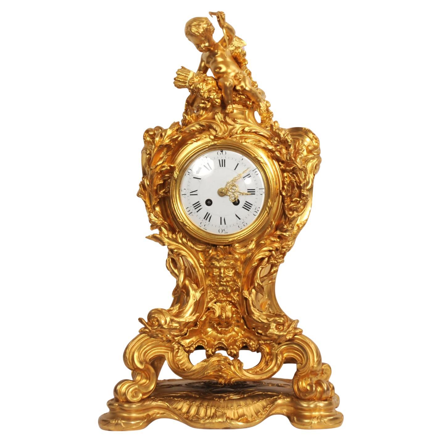 Superb Antique French Ormolu Rococo Clock - Leon Message and Jollet et Cie For Sale