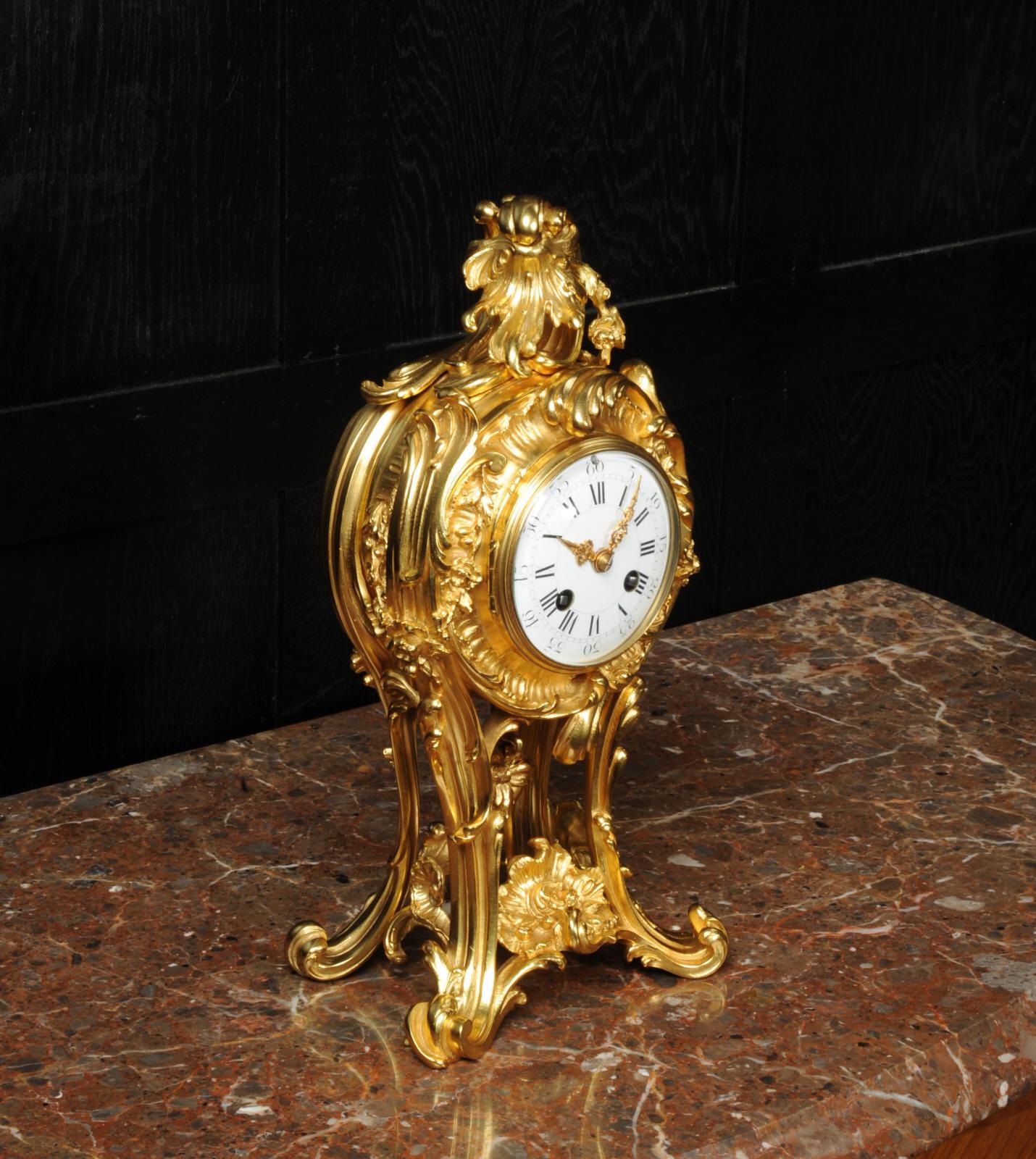 Superb Antique French Rococo Ormolu Clock with Visible Pendulum by Emile Colin 6