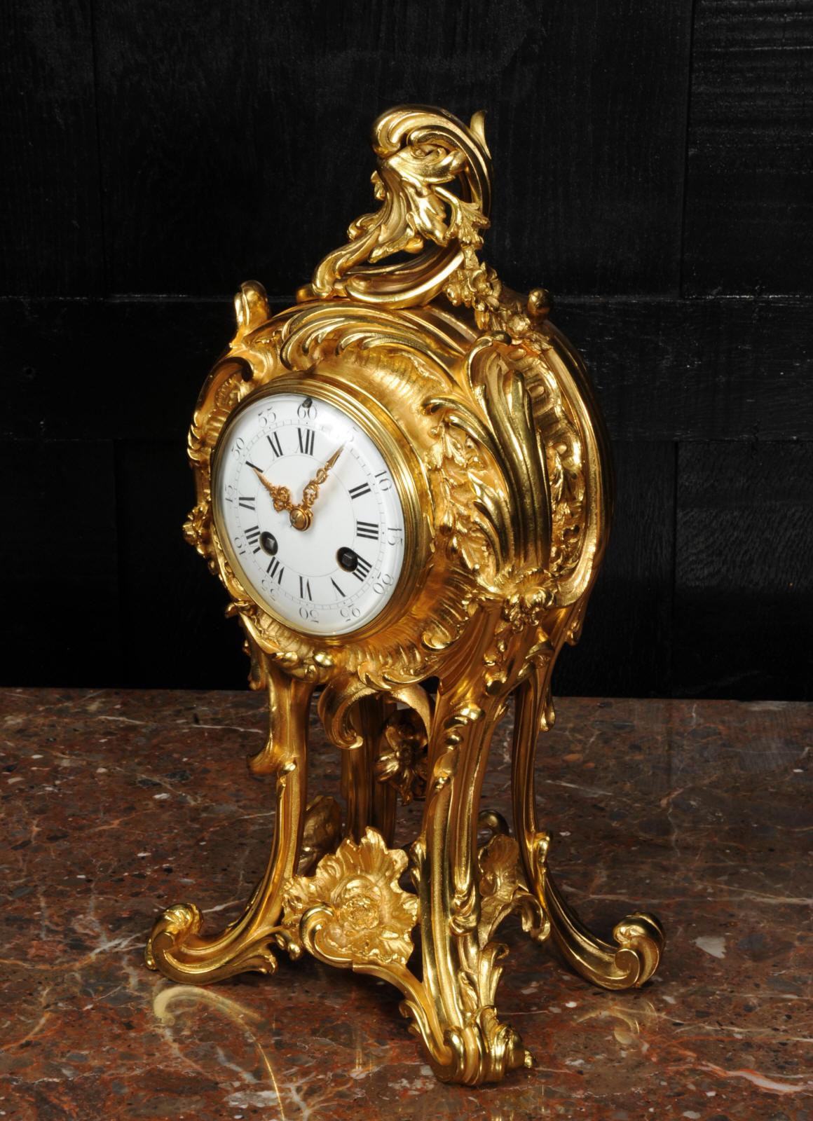 Superb Antique French Rococo Ormolu Clock with Visible Pendulum by Emile Colin 8