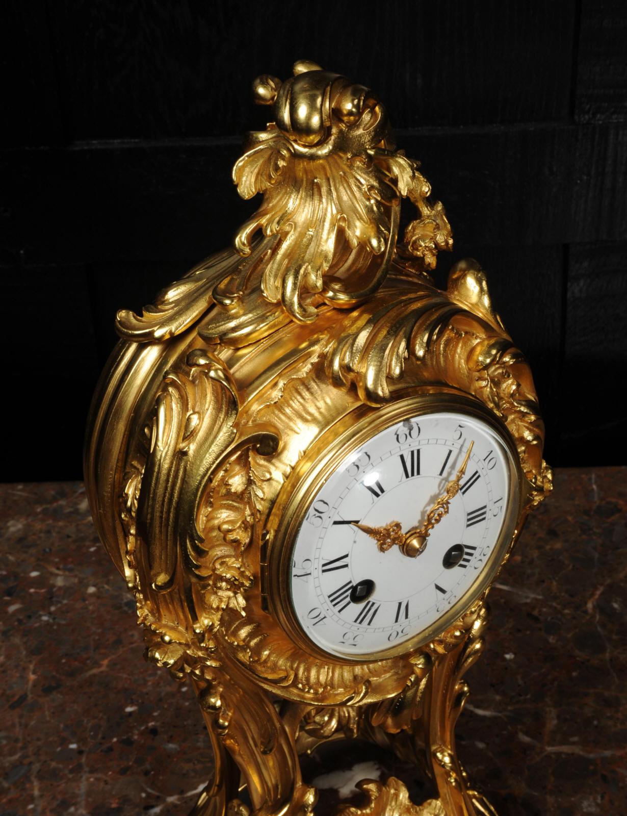 Superb Antique French Rococo Ormolu Clock with Visible Pendulum by Emile Colin 9