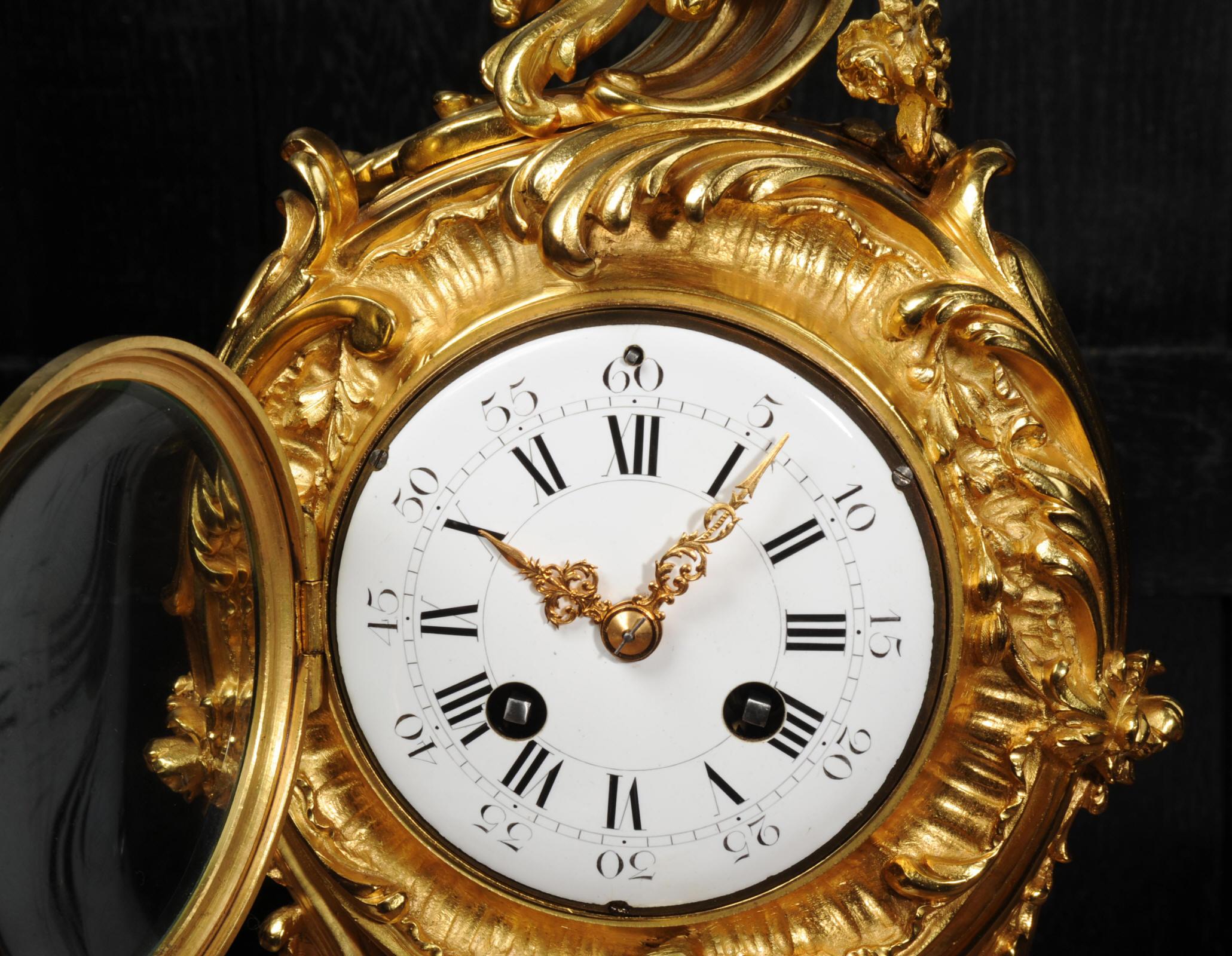 Superb Antique French Rococo Ormolu Clock with Visible Pendulum by Emile Colin 10