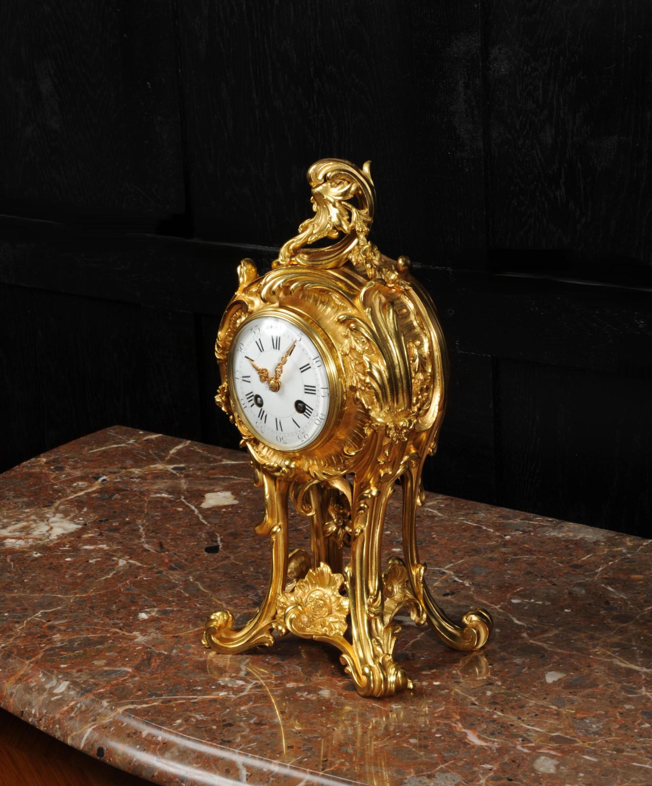 Superb Antique French Rococo Ormolu Clock with Visible Pendulum by Emile Colin 11