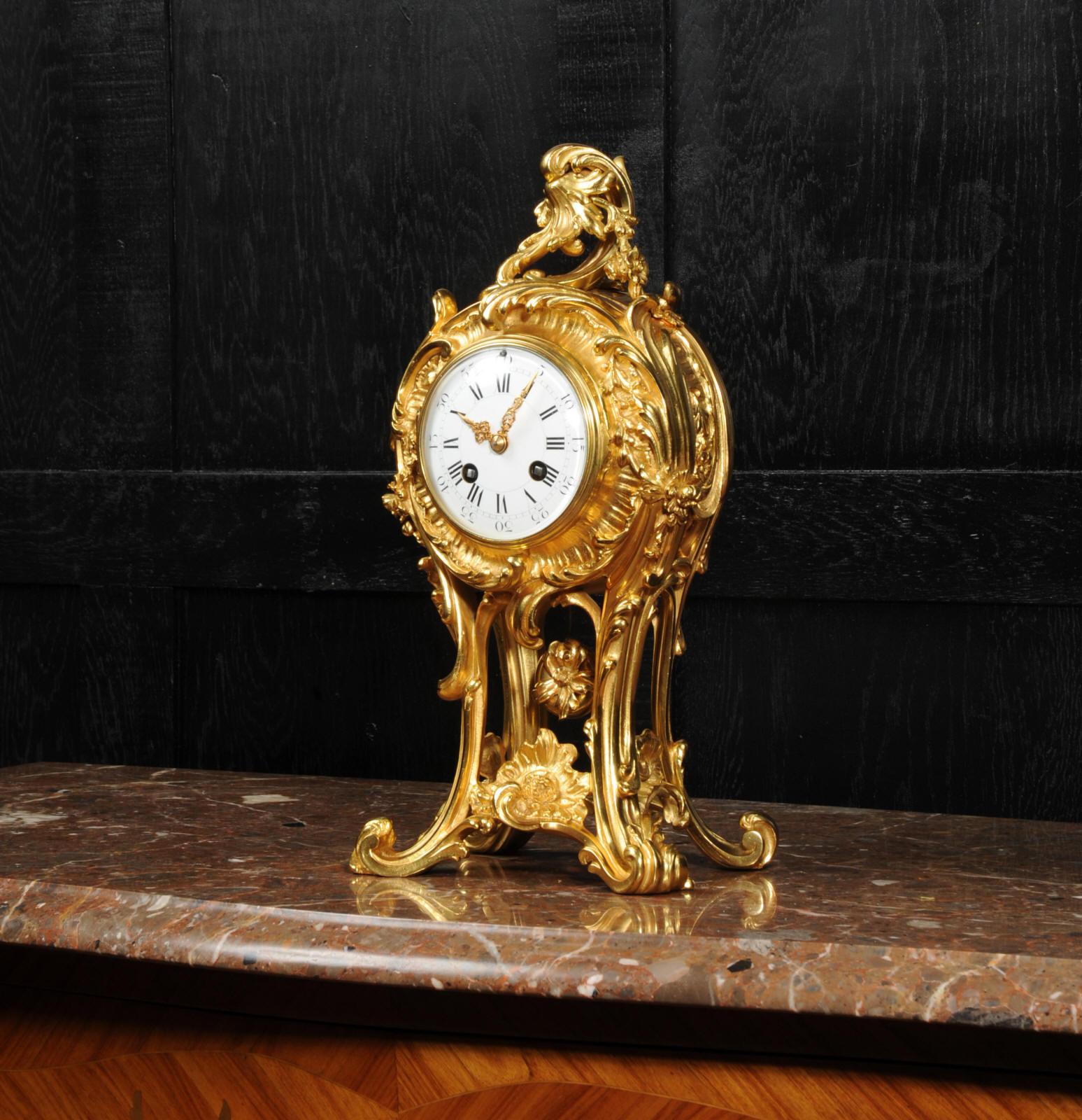 Superb Antique French Rococo Ormolu Clock with Visible Pendulum by Emile Colin In Good Condition In Belper, Derbyshire