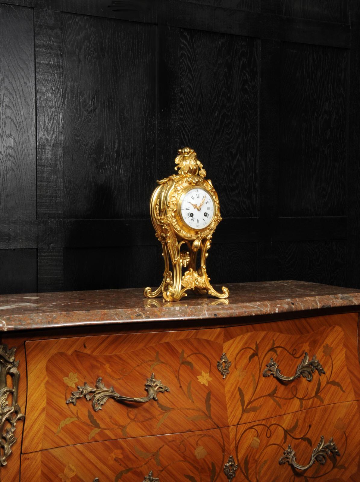 19th Century Superb Antique French Rococo Ormolu Clock with Visible Pendulum by Emile Colin