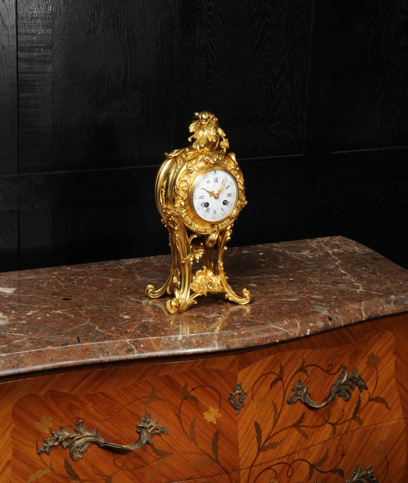 Superb Antique French Rococo Ormolu Clock with Visible Pendulum by Emile Colin 1