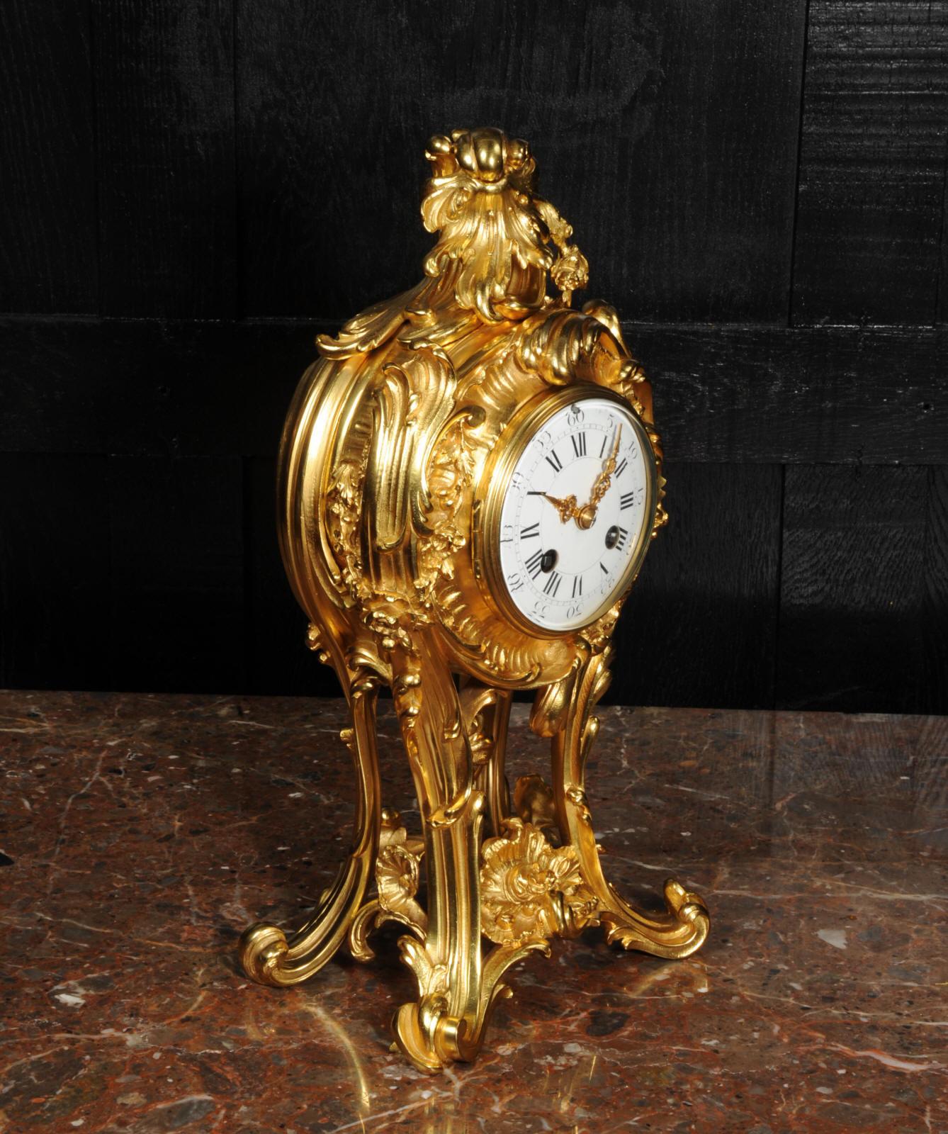 Superb Antique French Rococo Ormolu Clock with Visible Pendulum by Emile Colin 2