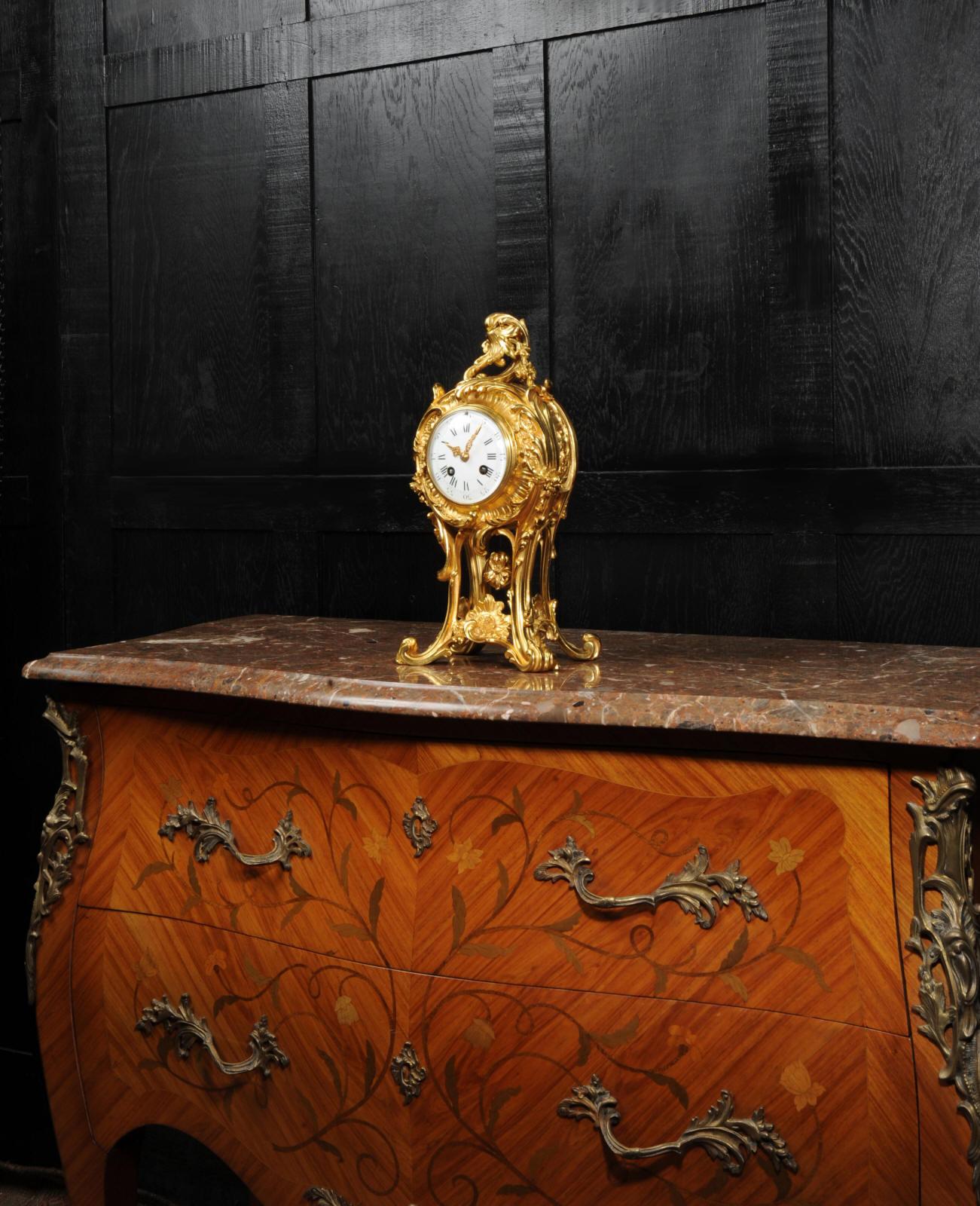 Superb Antique French Rococo Ormolu Clock with Visible Pendulum by Emile Colin 3